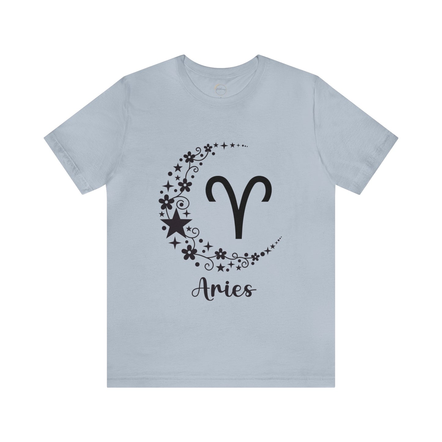 Aries Floral Moon Zodiac Unisex Jersey Short Sleeve Tee