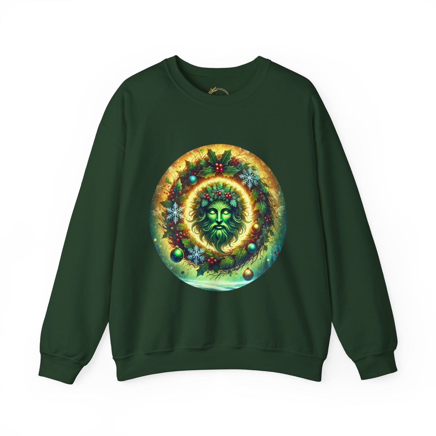 Green Man Christmas Wreath Shirt Pagan Nature Holiday Design Tee