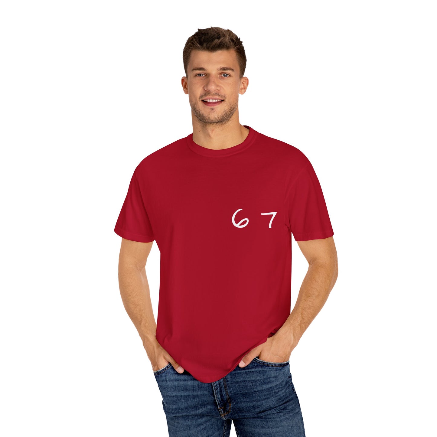 Six Seven Tee 6-7 Meme Shirt Viral TikTok Trend Comfort Colors Unisex Tee Gen Z Slang Graphic Tee (White Print)
