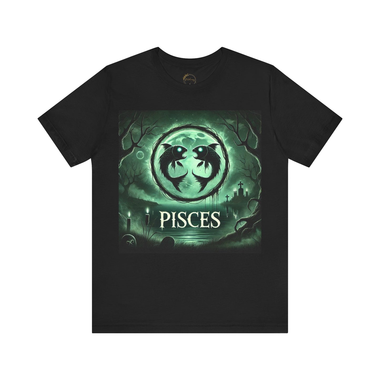 Spooky Pisces Zodiac Shirt Fish and Murky Water Dark Astrology Tee for Astrology Lovers Anytime or Halloween Style Distress