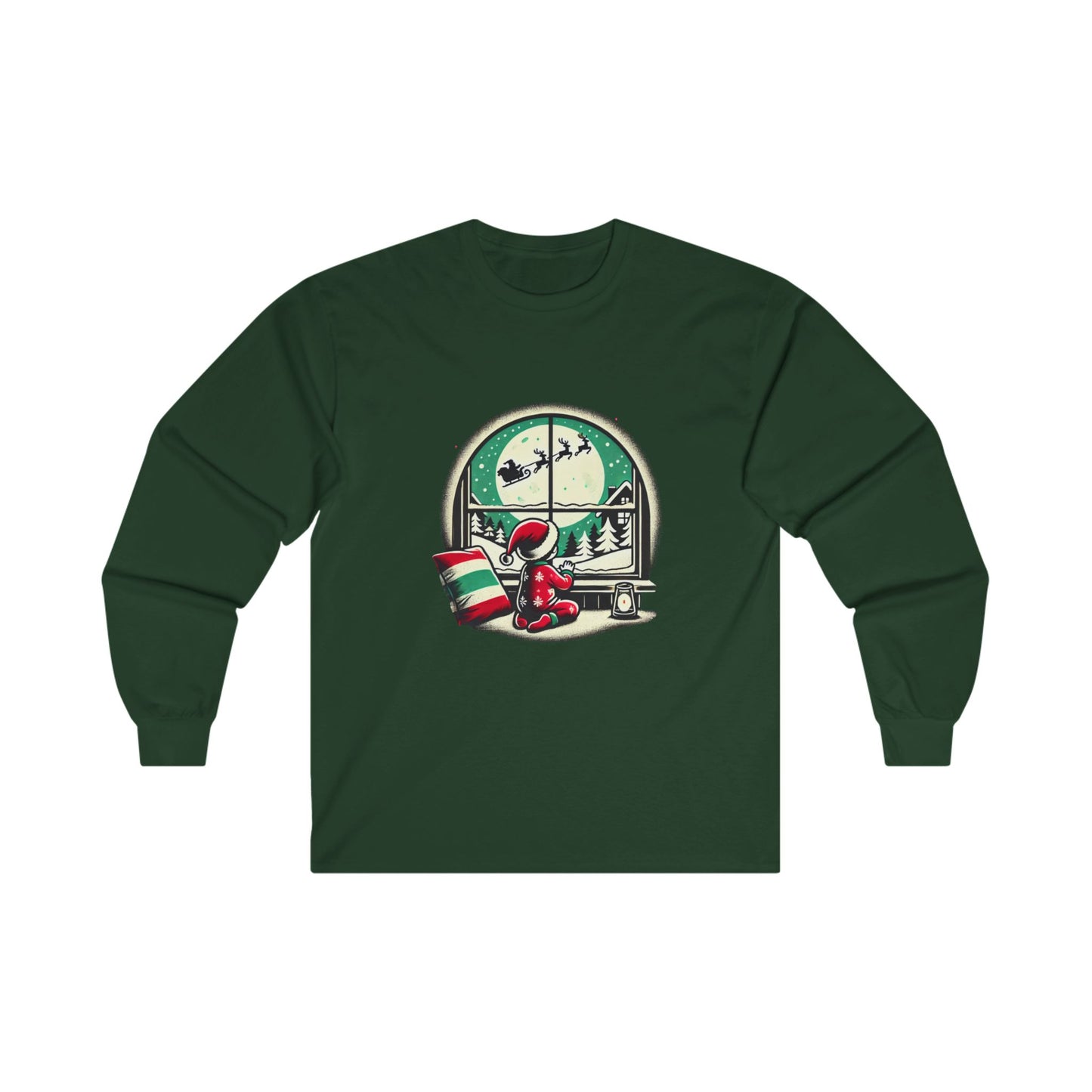 Magical Christmas T-Shirt Child Waiting for Santa Cozy Pajamas Snowy Scene Dreaming of Holiday Magic Fantasy Shirt