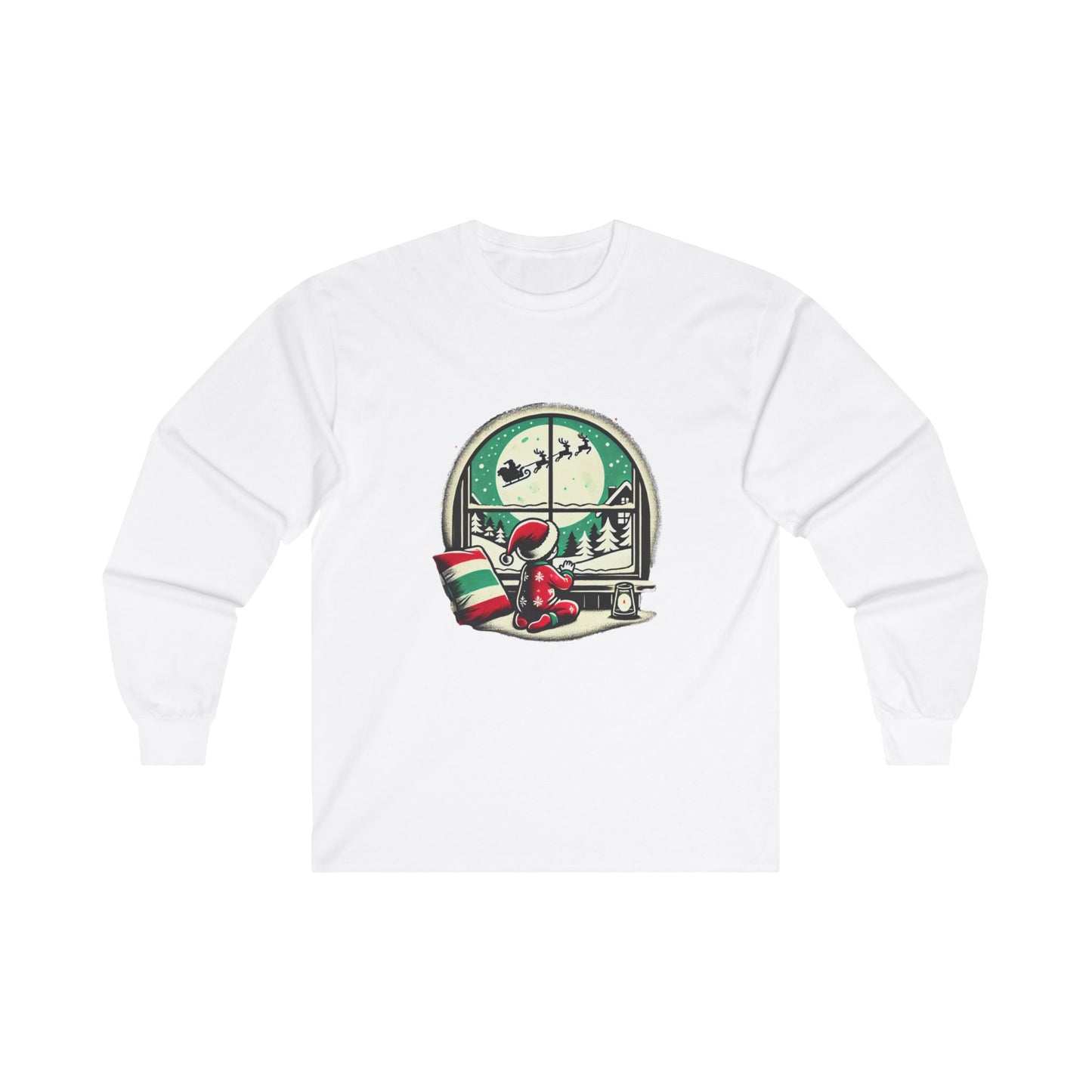 Magical Christmas T-Shirt Child Waiting for Santa Cozy Pajamas Snowy Scene Dreaming of Holiday Magic Fantasy Shirt
