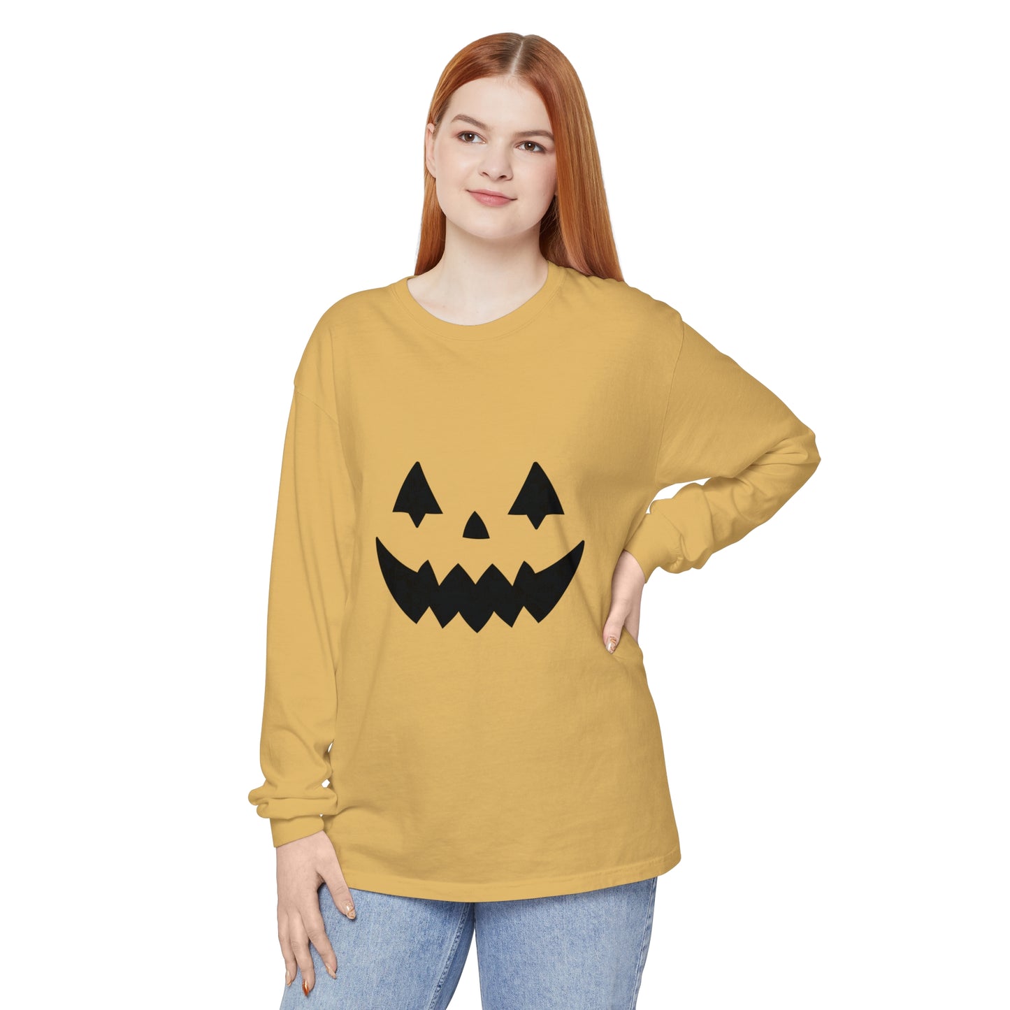 Pumpkin Face Simple Unisex Long Sleeve T-Shirt
