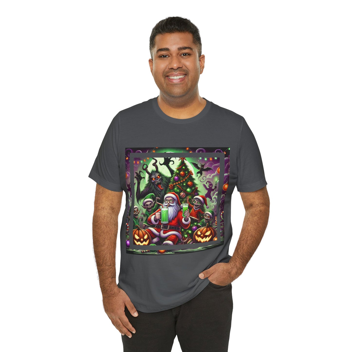 Krampus and Santa Shirt Funny Halloween Christmas Party Tee xMasWeen Krampus Party Santa Party Holiday Smashup