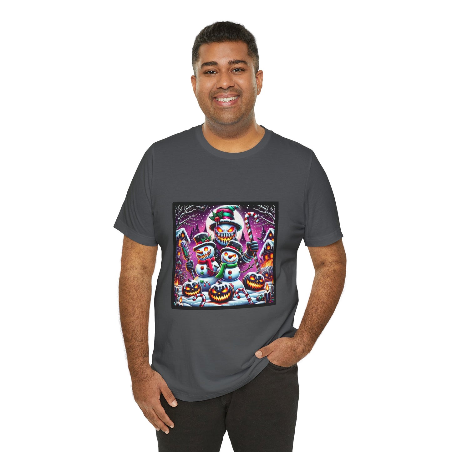 Spooky Snowmen Shirt Halloween Christmas Mashup Holiday Tee xMasWeen Evil Snowman Spooky Christmas Freight Delight Pumpkin Snowman