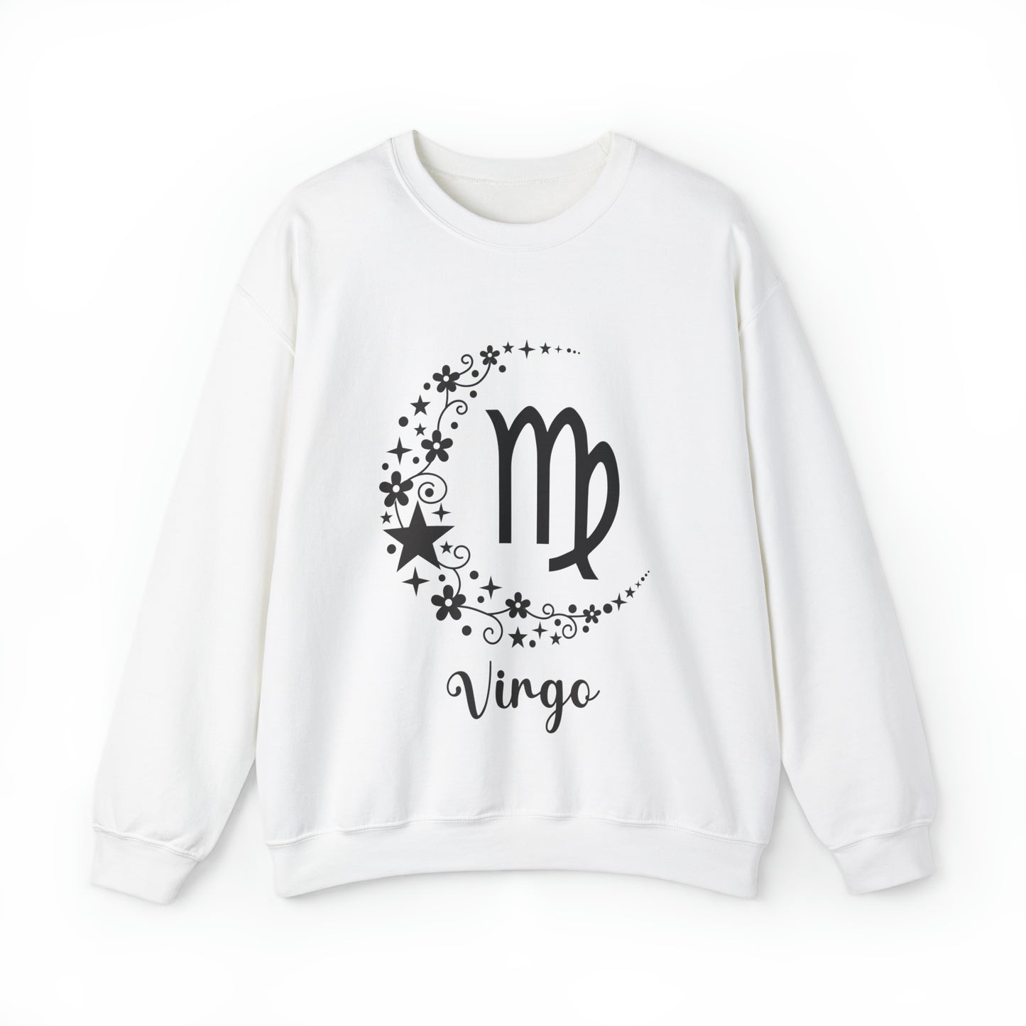 Virgo Floral Moon Zodiac Unisex Heavy Blend™ Crewneck Sweatshirt