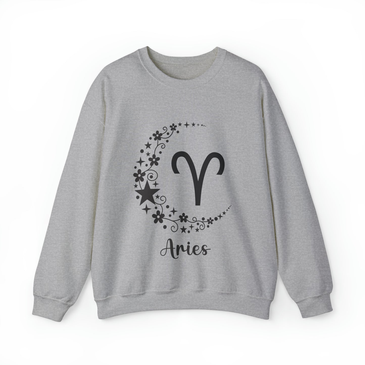 Aries Floral Moon Zodiac Unisex Heavy Blend™ Crewneck Sweatshirt
