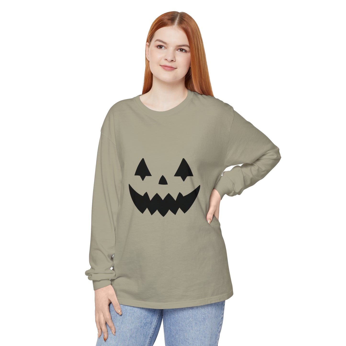 Pumpkin Face Simple Unisex Long Sleeve T-Shirt