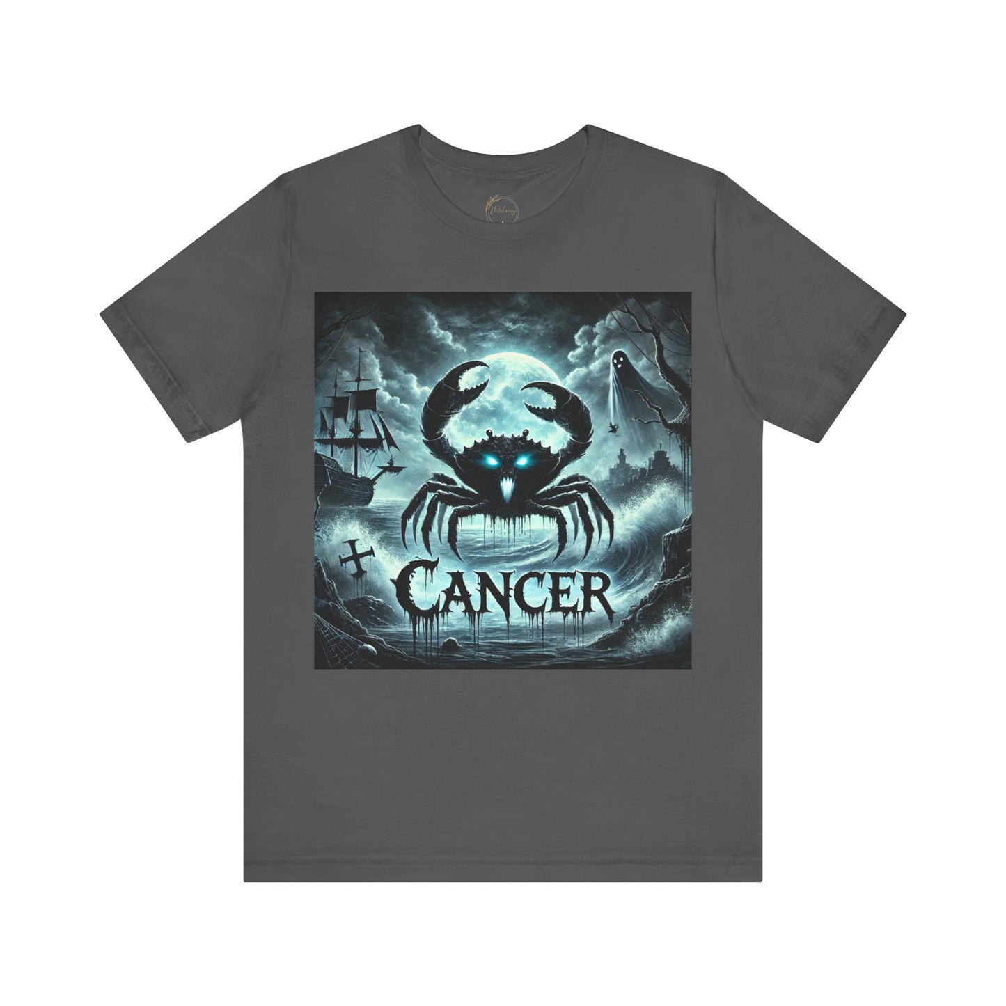 Spooky Cancer Zodiac Shirt Crab Ghost and Ghost Ship Dark Astrology Tee for Astrology Lovers Anytime or Halloween Style