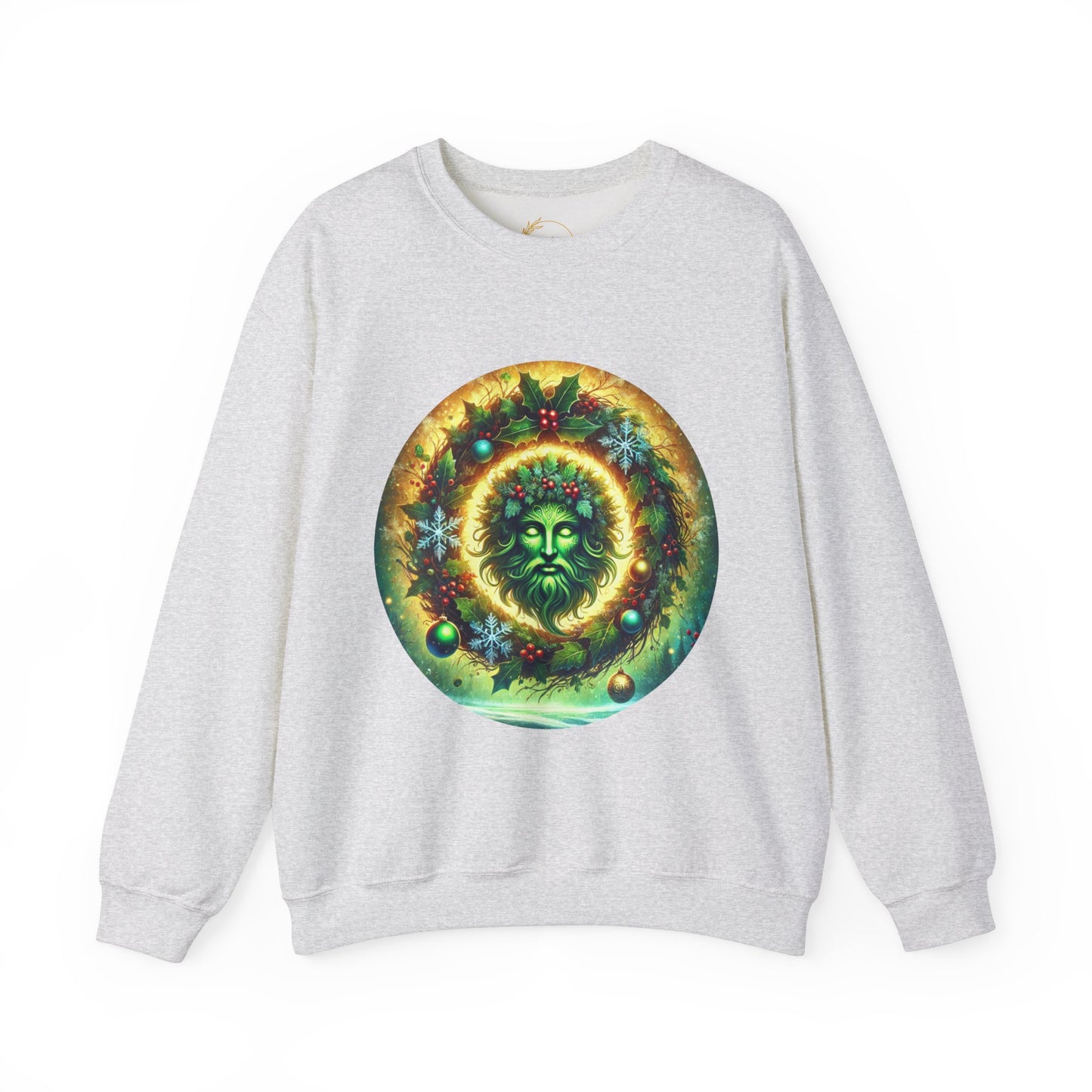 Green Man Christmas Wreath Shirt Pagan Nature Holiday Design Tee