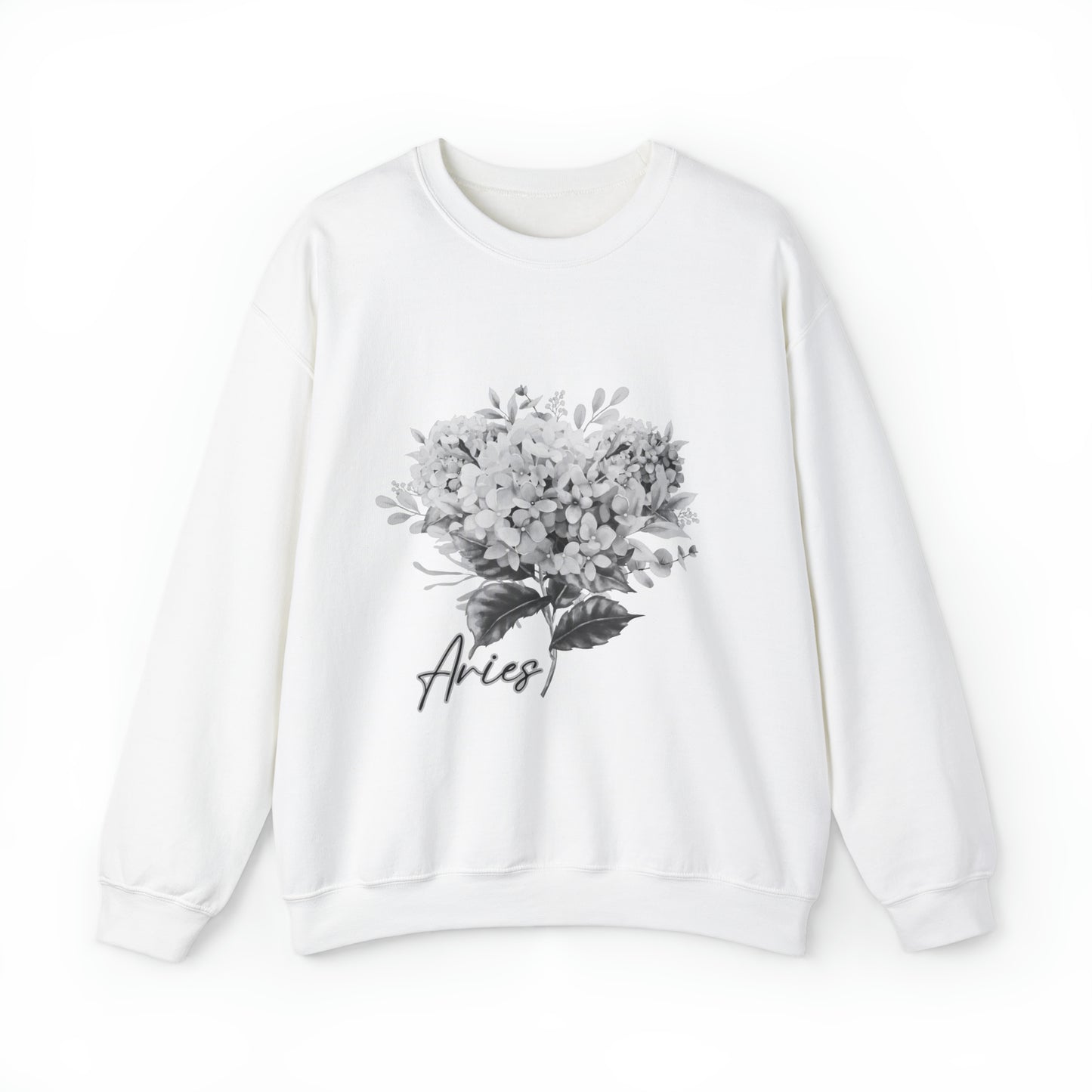 Aries Hydrangea Unisex Heavy Blend Crewneck Sweatshirt