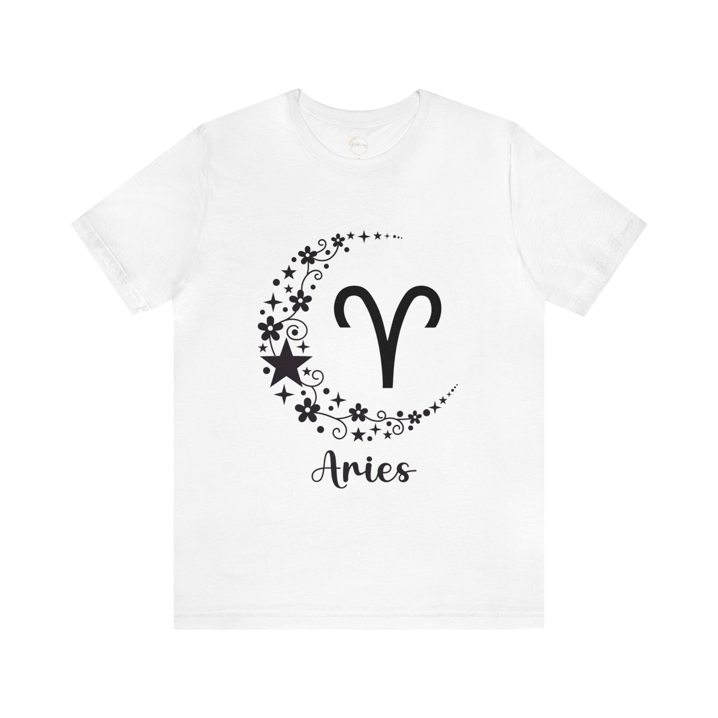 Aries Floral Moon Zodiac Unisex Jersey Short Sleeve Tee