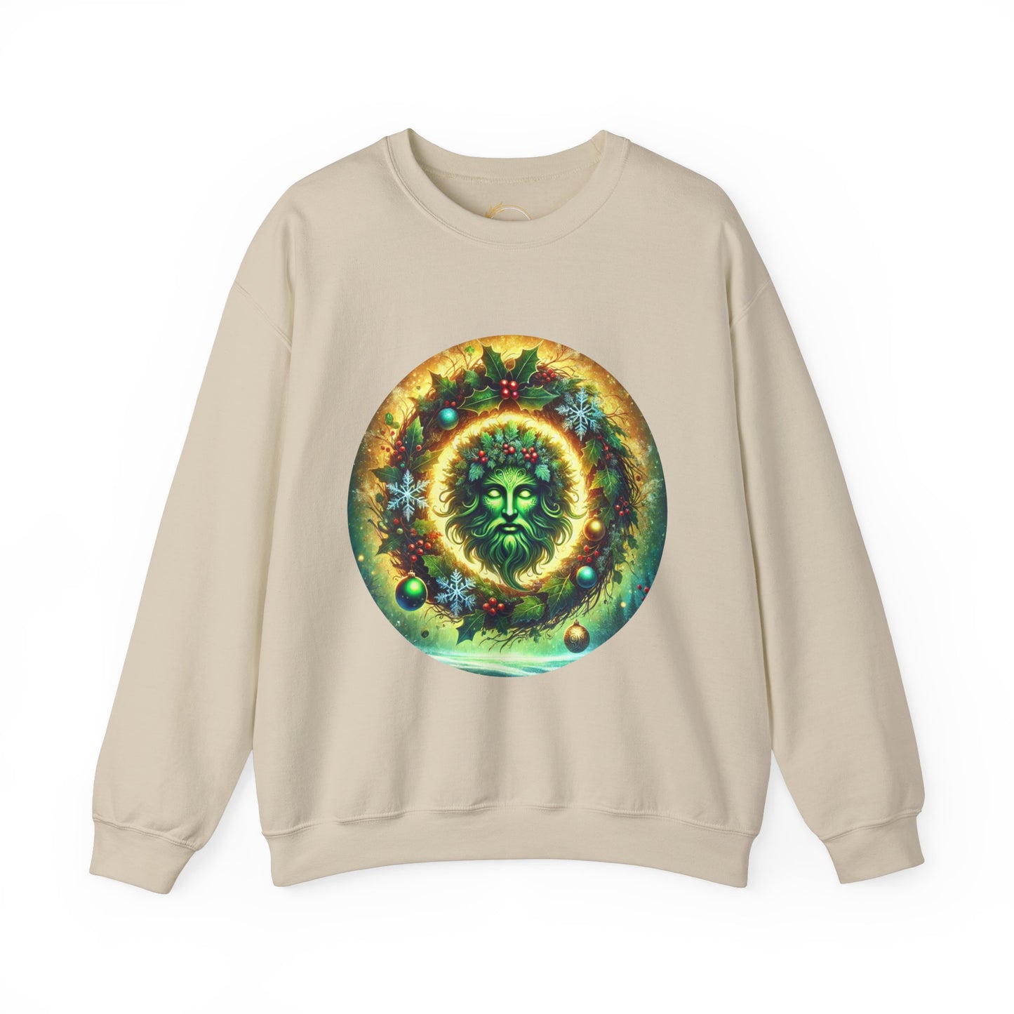 Green Man Christmas Wreath Shirt Pagan Nature Holiday Design Tee