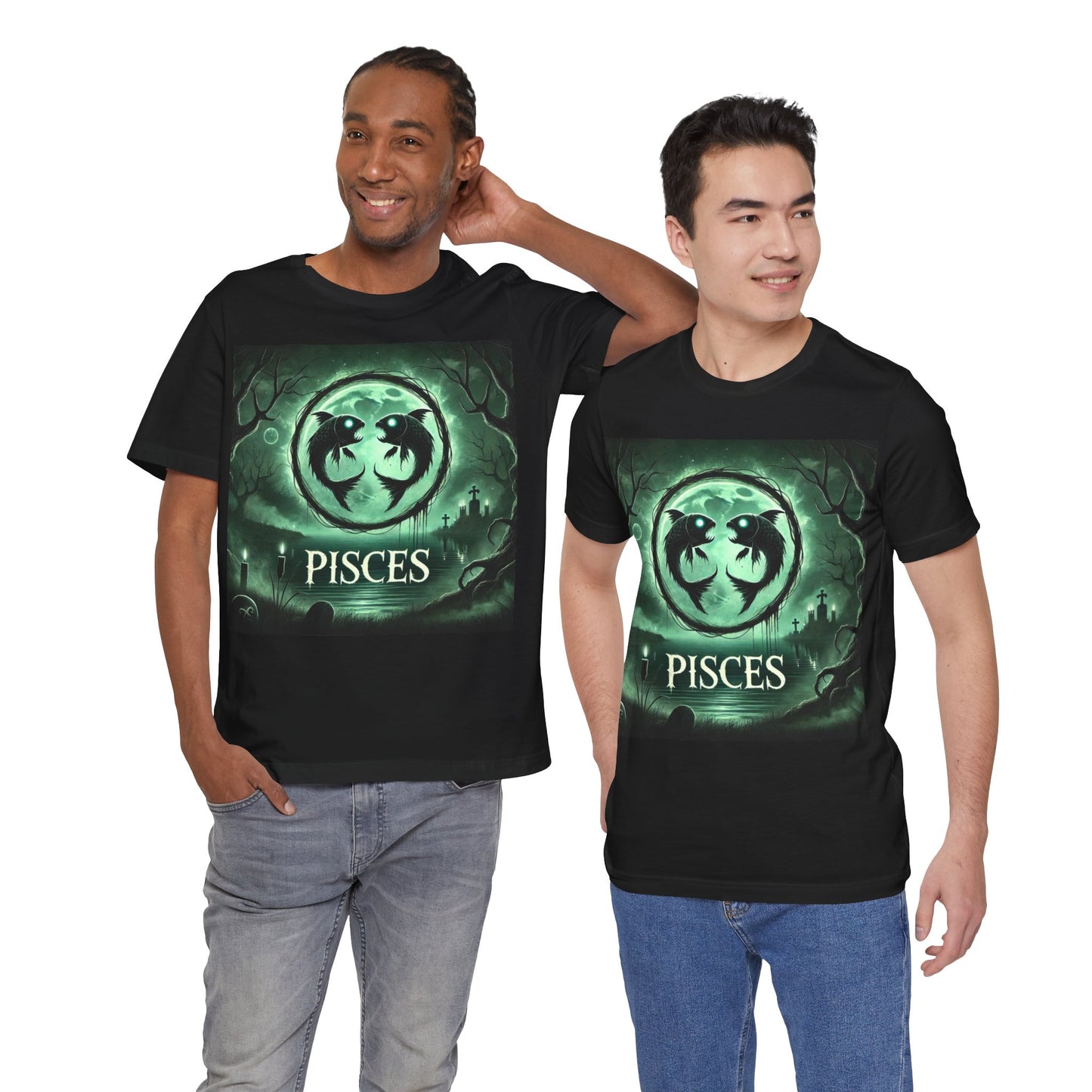 Spooky Pisces Zodiac Shirt Fish and Murky Water Dark Astrology Tee for Astrology Lovers Anytime or Halloween Style Distress