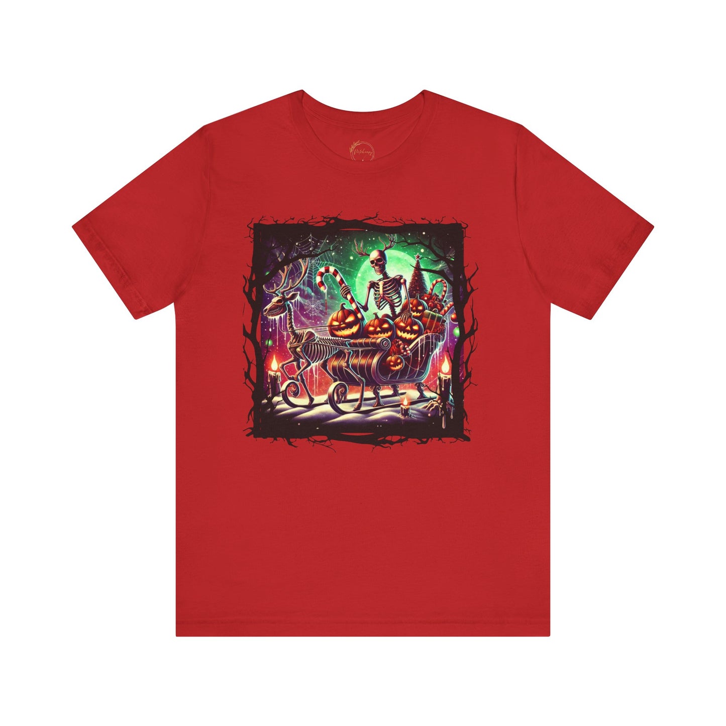 Skeleton Santa and Reindeer Shirt: Spooky Holiday Gift Delivery Tee, Halloween-Christmas Mashup, Unisex T-Shirt, Festive Tee, Costume Top,