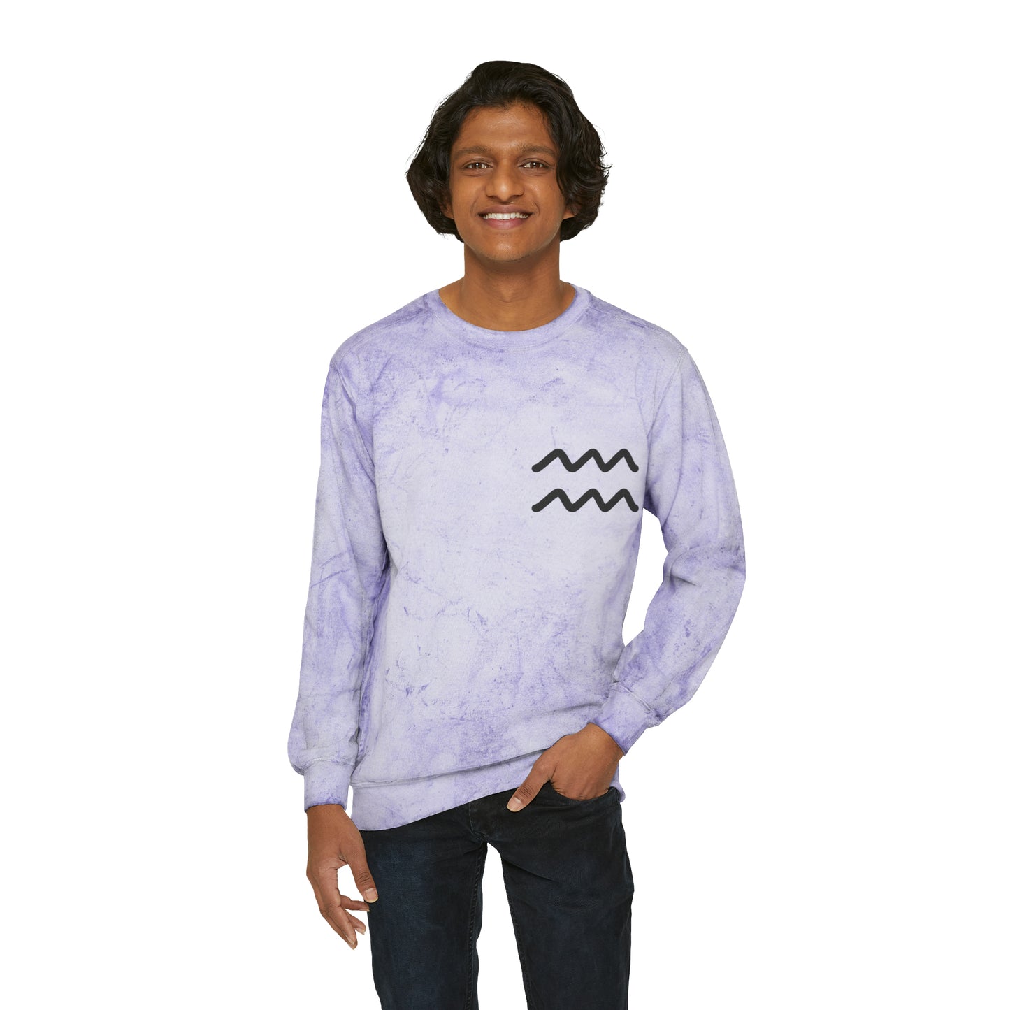 Aquarius Zodiac Unisex Color Blast Crewneck Sweatshirt