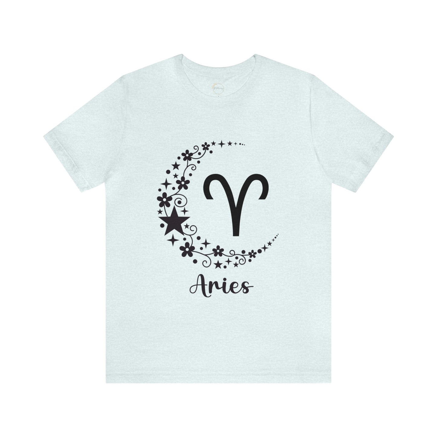 Aries Floral Moon Zodiac Unisex Jersey Short Sleeve Tee