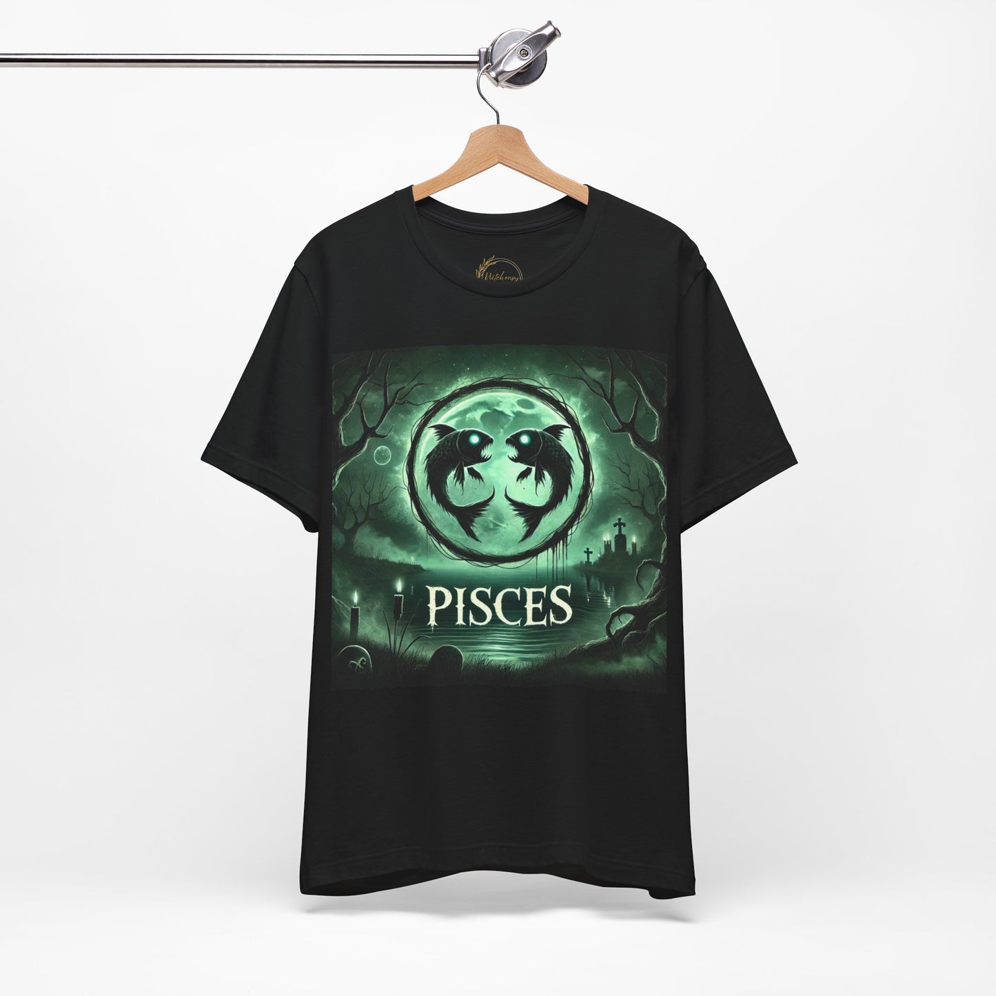 Spooky Pisces Zodiac Shirt Fish and Murky Water Dark Astrology Tee for Astrology Lovers Anytime or Halloween Style Distress