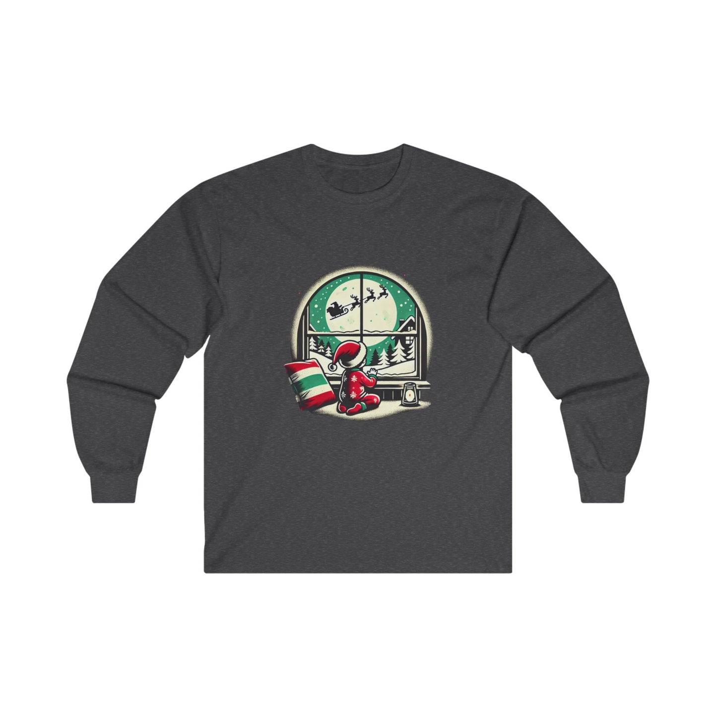 Magical Christmas T-Shirt Child Waiting for Santa Cozy Pajamas Snowy Scene Dreaming of Holiday Magic Fantasy Shirt