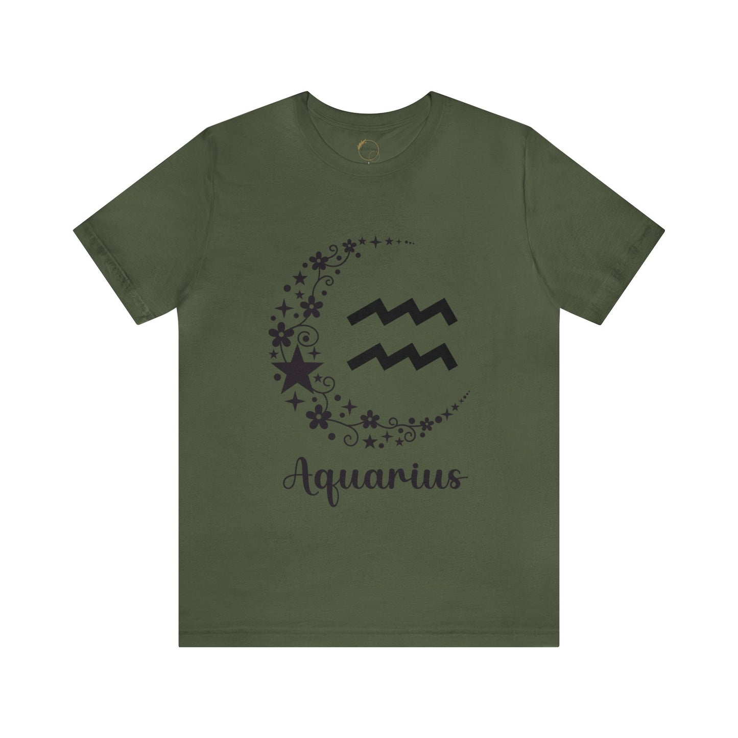 Aquarius Floral Moon Zodiac Unisex Jersey Short Sleeve Tee