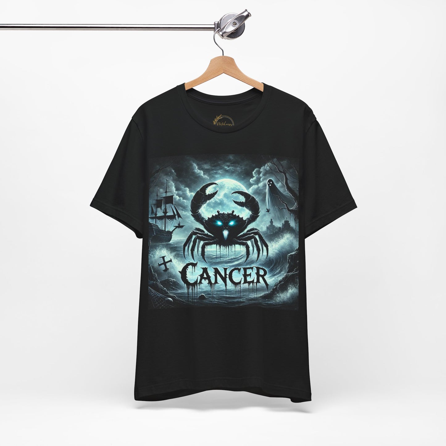 Spooky Cancer Zodiac Shirt Crab Ghost and Ghost Ship Dark Astrology Tee for Astrology Lovers Anytime or Halloween Style
