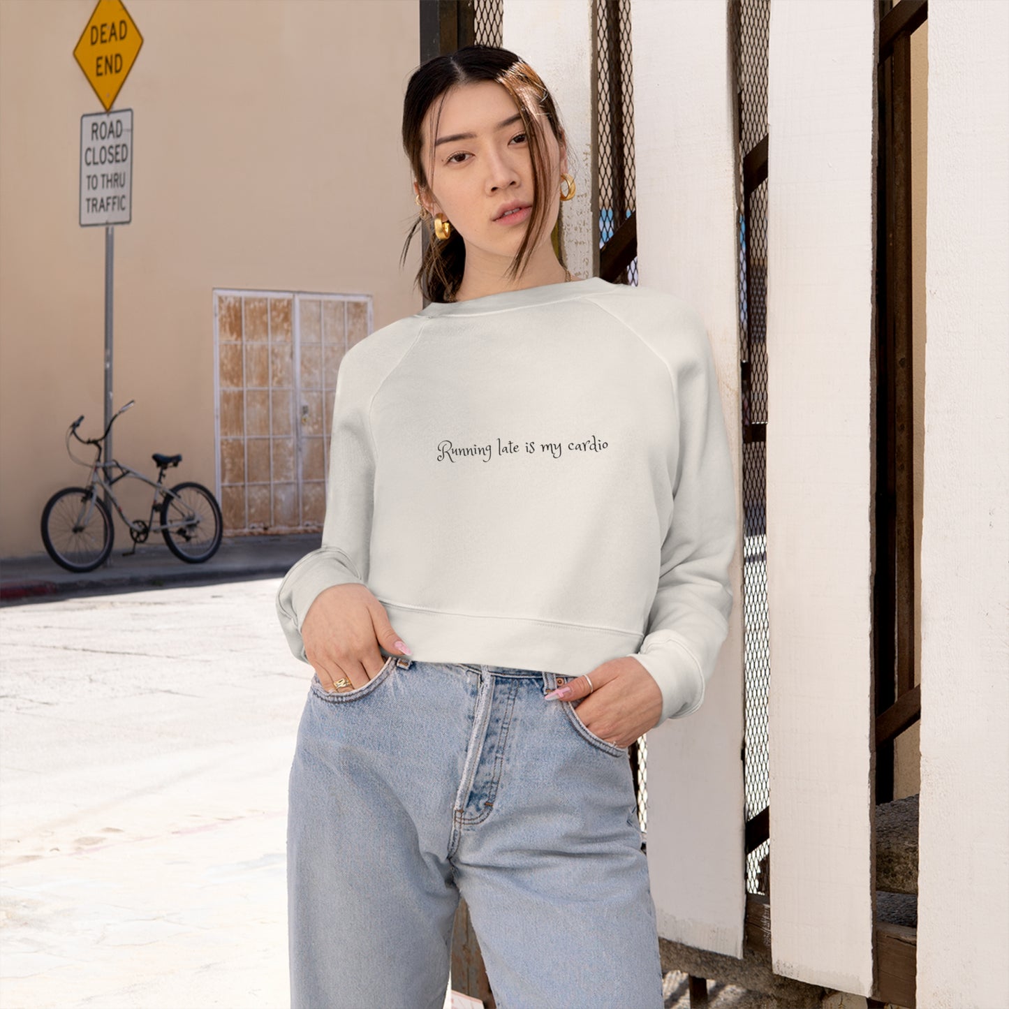 Running Late Cropped Fleece Pullover