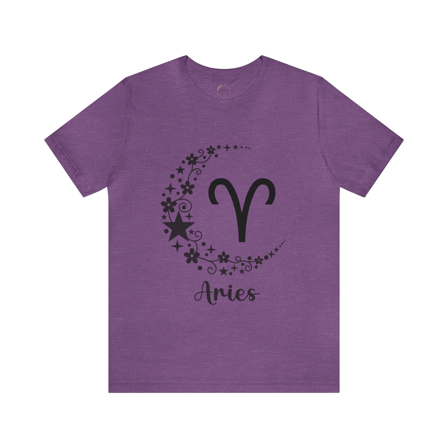 Aries Floral Moon Zodiac Unisex Jersey Short Sleeve Tee