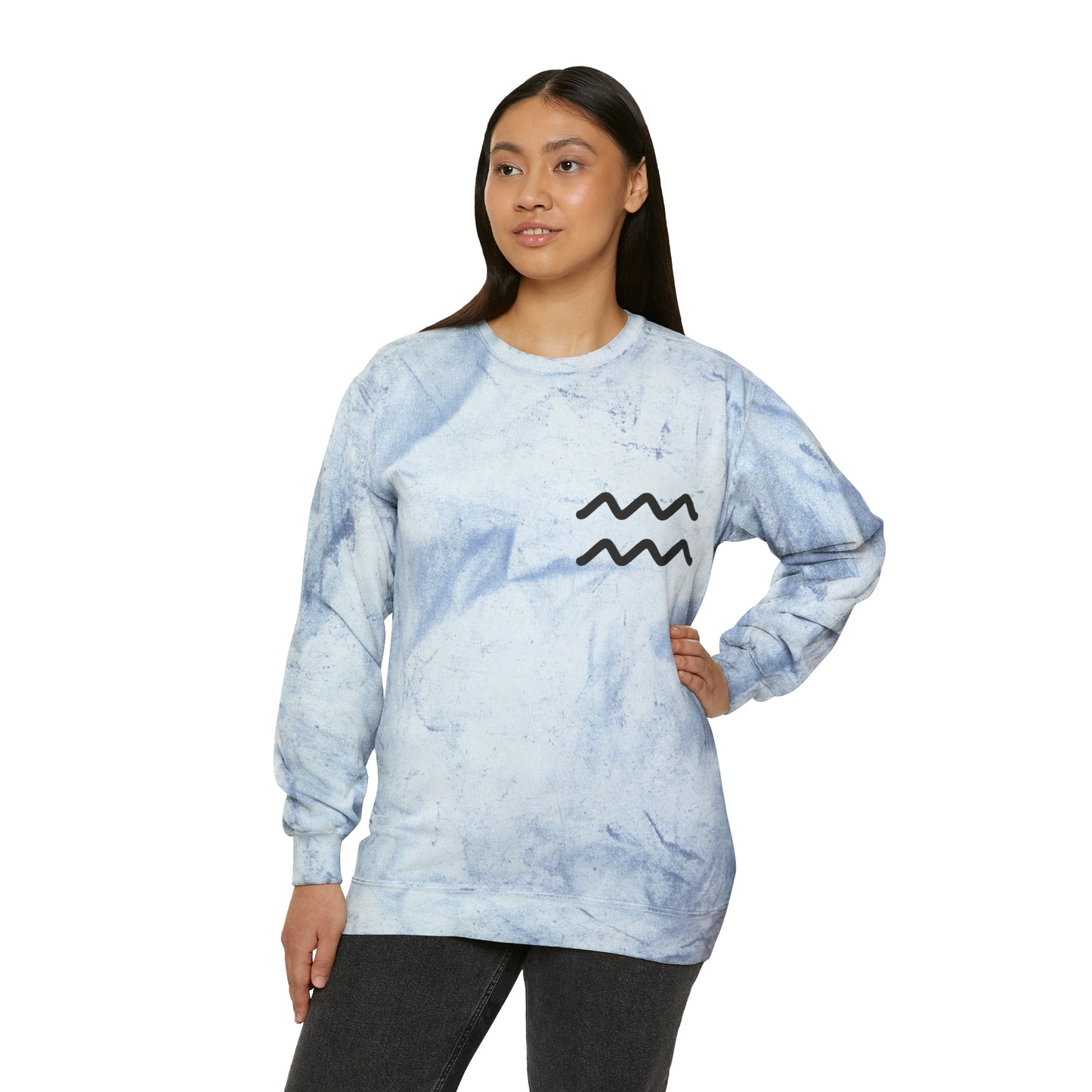 Aquarius Zodiac Unisex Color Blast Crewneck Sweatshirt