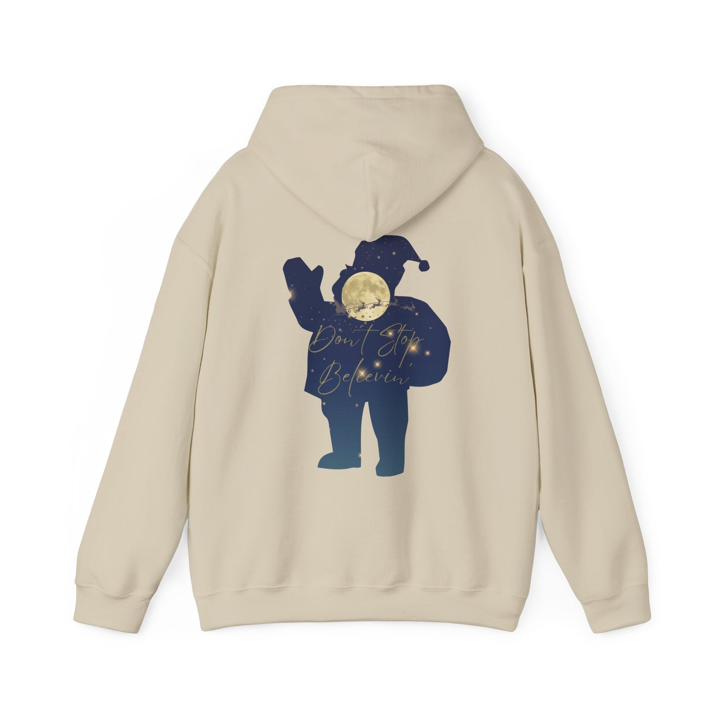 Magical Santa Shirt Don't Stop Believin' Full Moon Christmas Tee Unisex Hooded Sweatshirt
