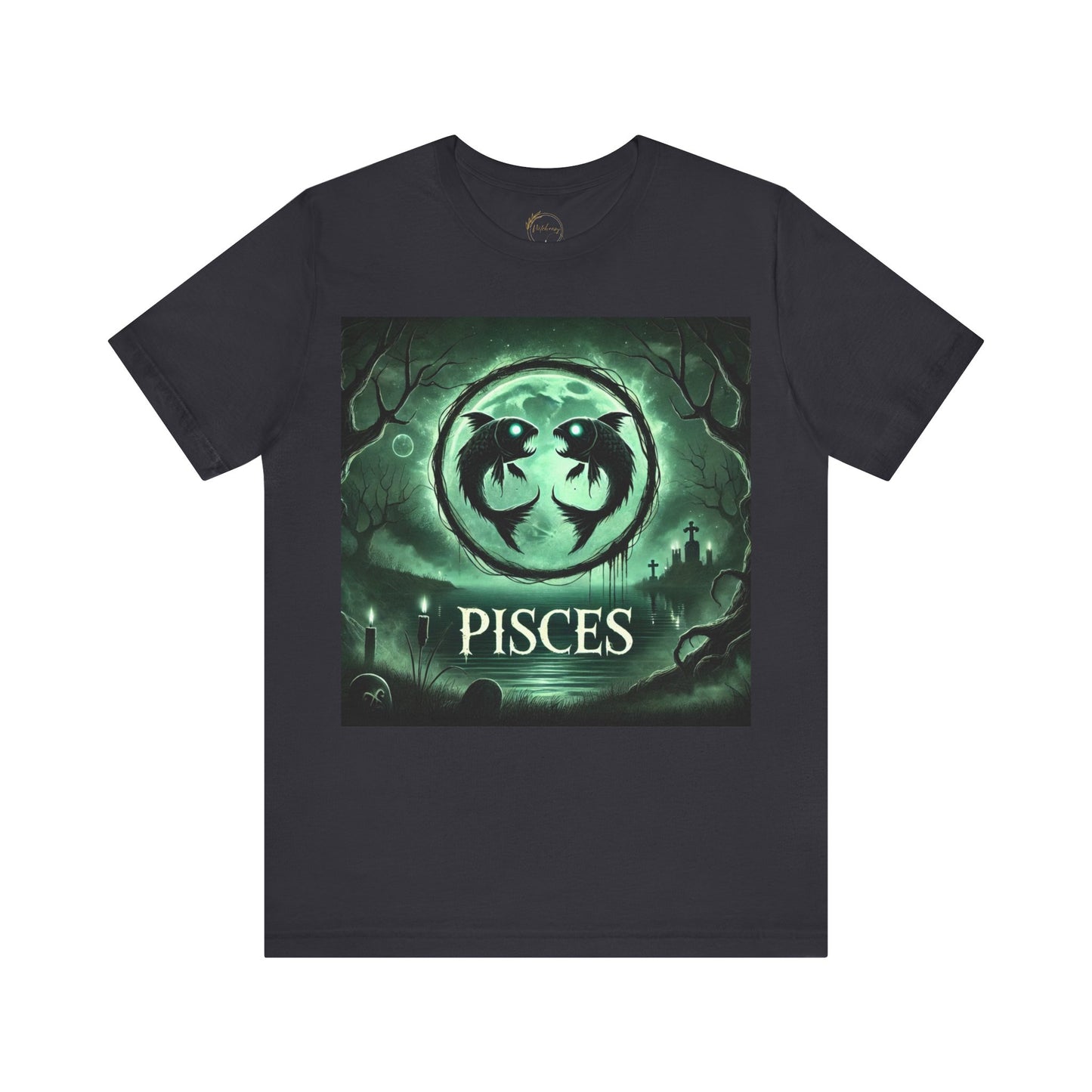 Spooky Pisces Zodiac Shirt Fish and Murky Water Dark Astrology Tee for Astrology Lovers Anytime or Halloween Style Distress