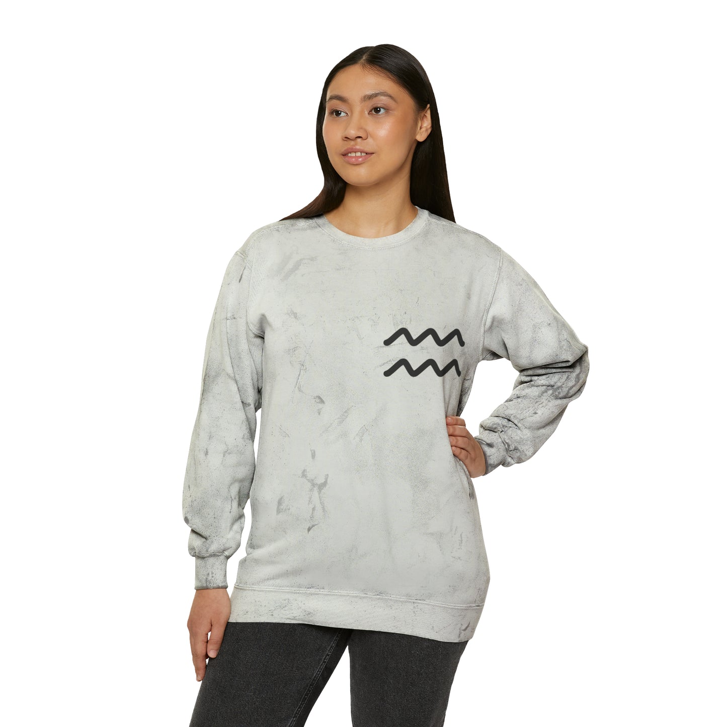 Aquarius Zodiac Unisex Color Blast Crewneck Sweatshirt