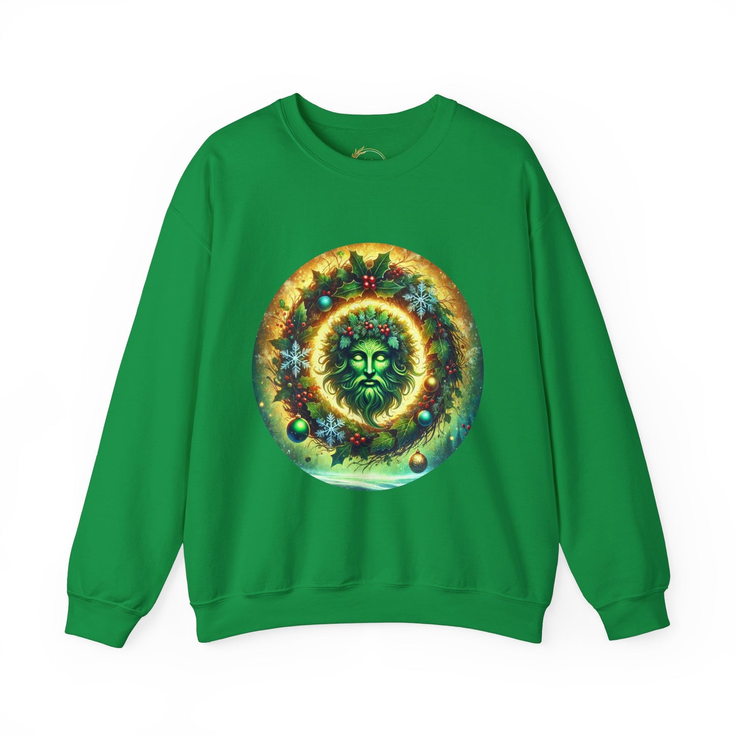 Green Man Christmas Wreath Shirt Pagan Nature Holiday Design Tee
