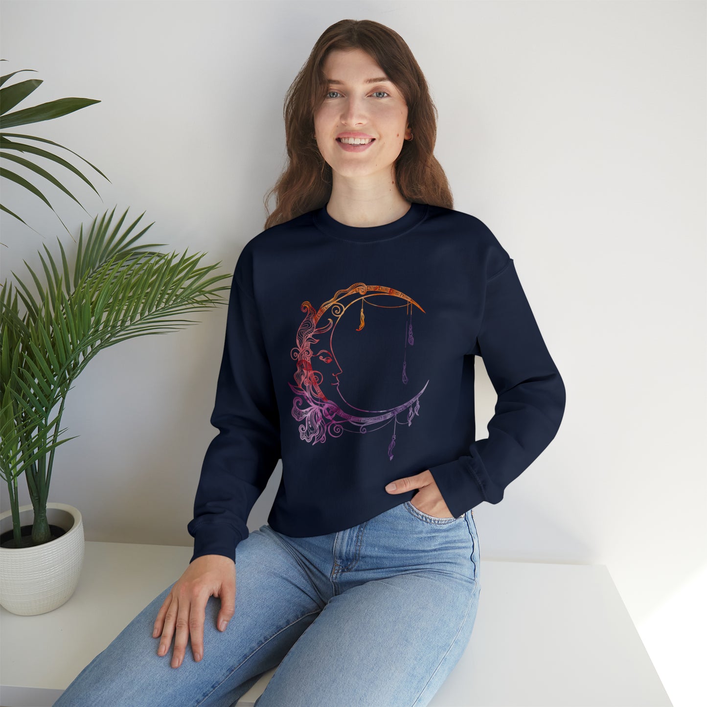 Boho Moon Unisex Crewneck Sweatshirt