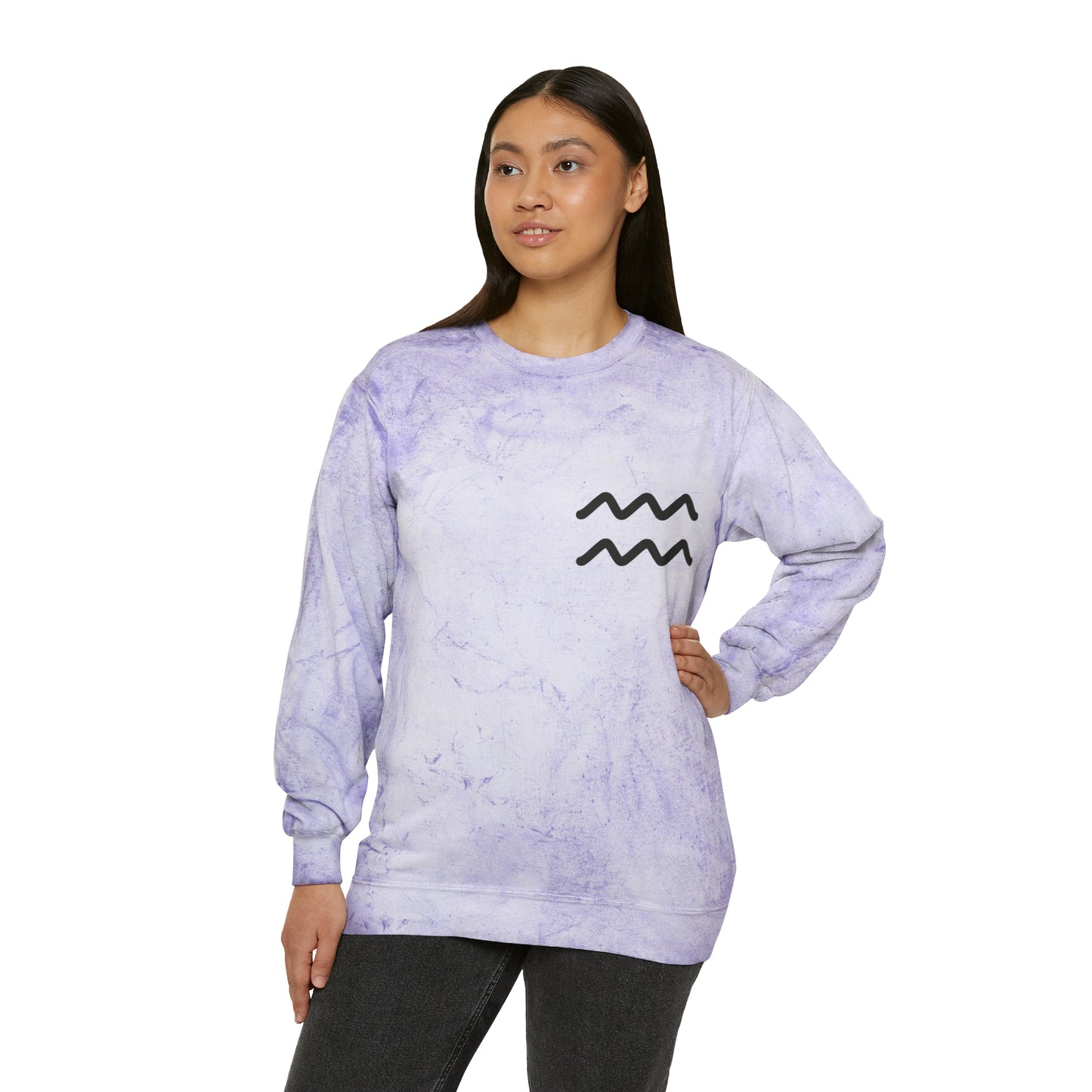 Aquarius Zodiac Unisex Color Blast Crewneck Sweatshirt