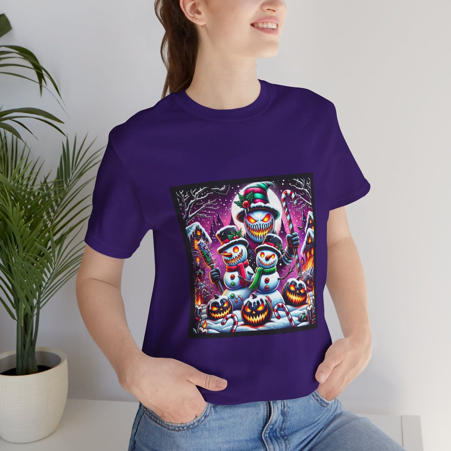 Spooky Snowmen Shirt Halloween Christmas Mashup Holiday Tee xMasWeen Evil Snowman Spooky Christmas Freight Delight Pumpkin Snowman