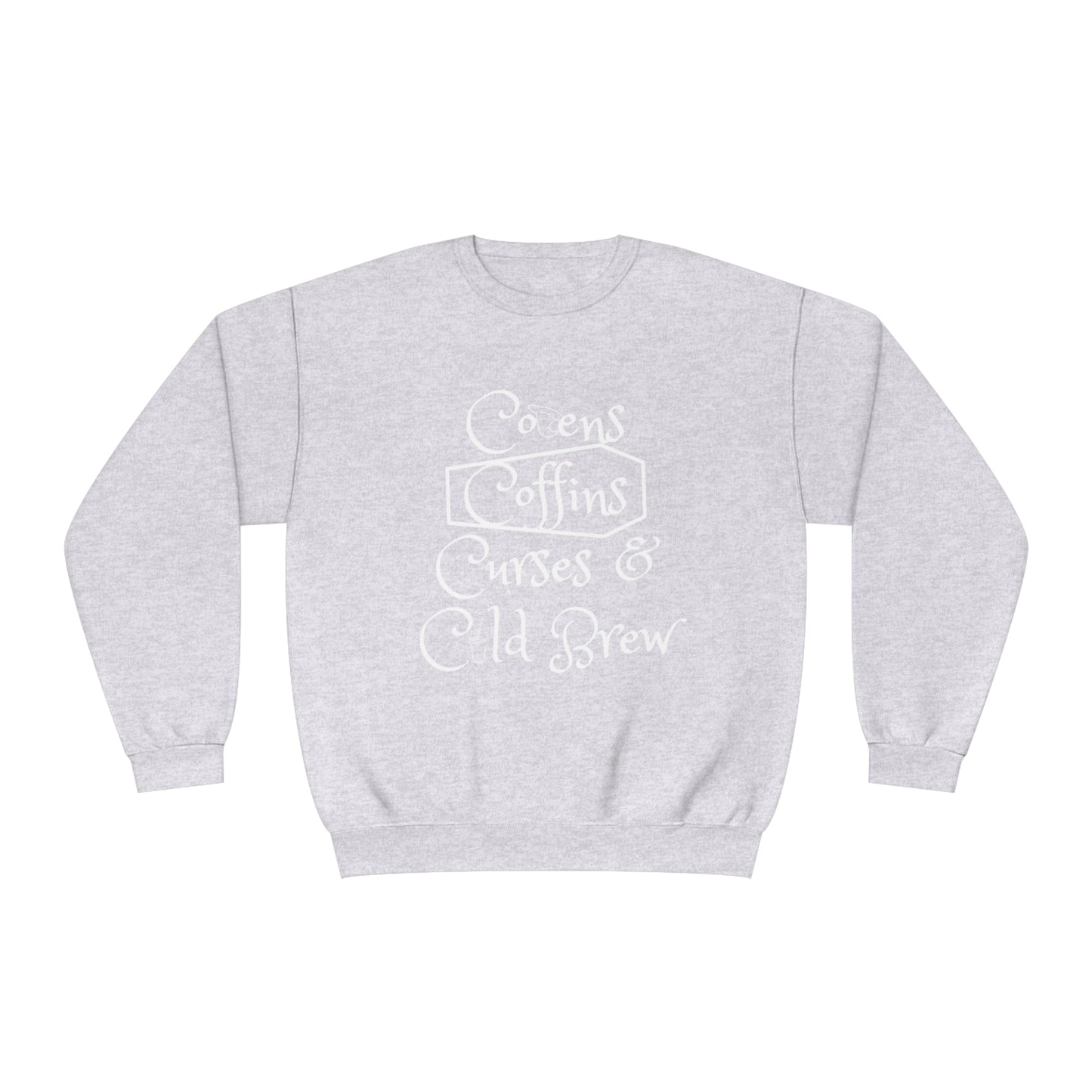 Covens, Coffins, Curses and Cold Brew Unisex Crewneck Sweatshirt
