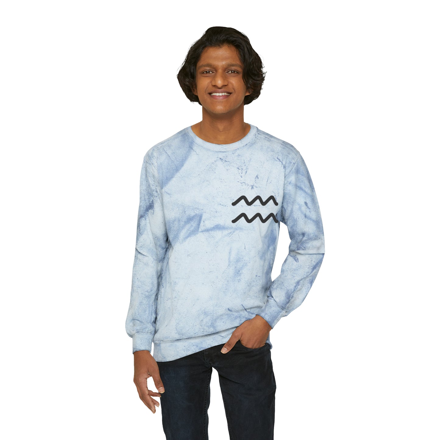 Aquarius Zodiac Unisex Color Blast Crewneck Sweatshirt