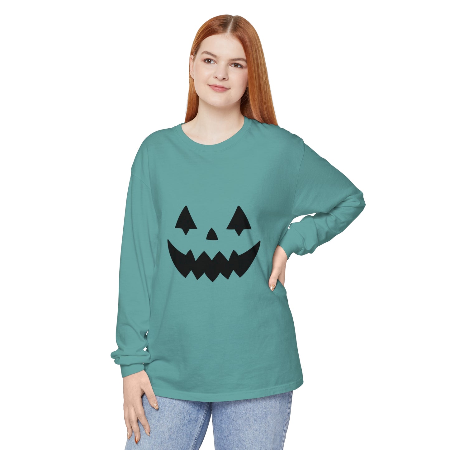 Pumpkin Face Simple Unisex Long Sleeve T-Shirt