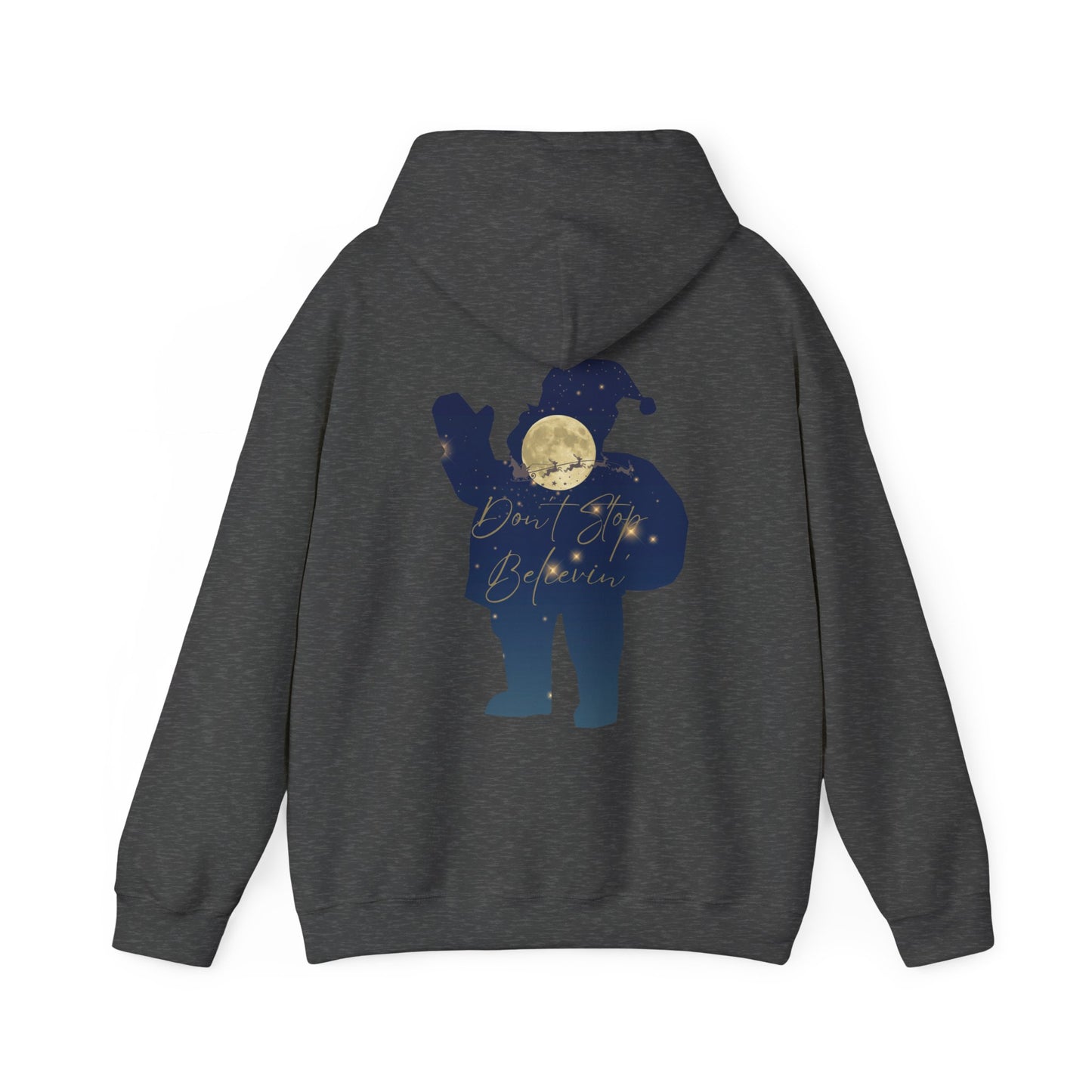 Magical Santa Shirt Don't Stop Believin' Full Moon Christmas Tee Unisex Hooded Sweatshirt