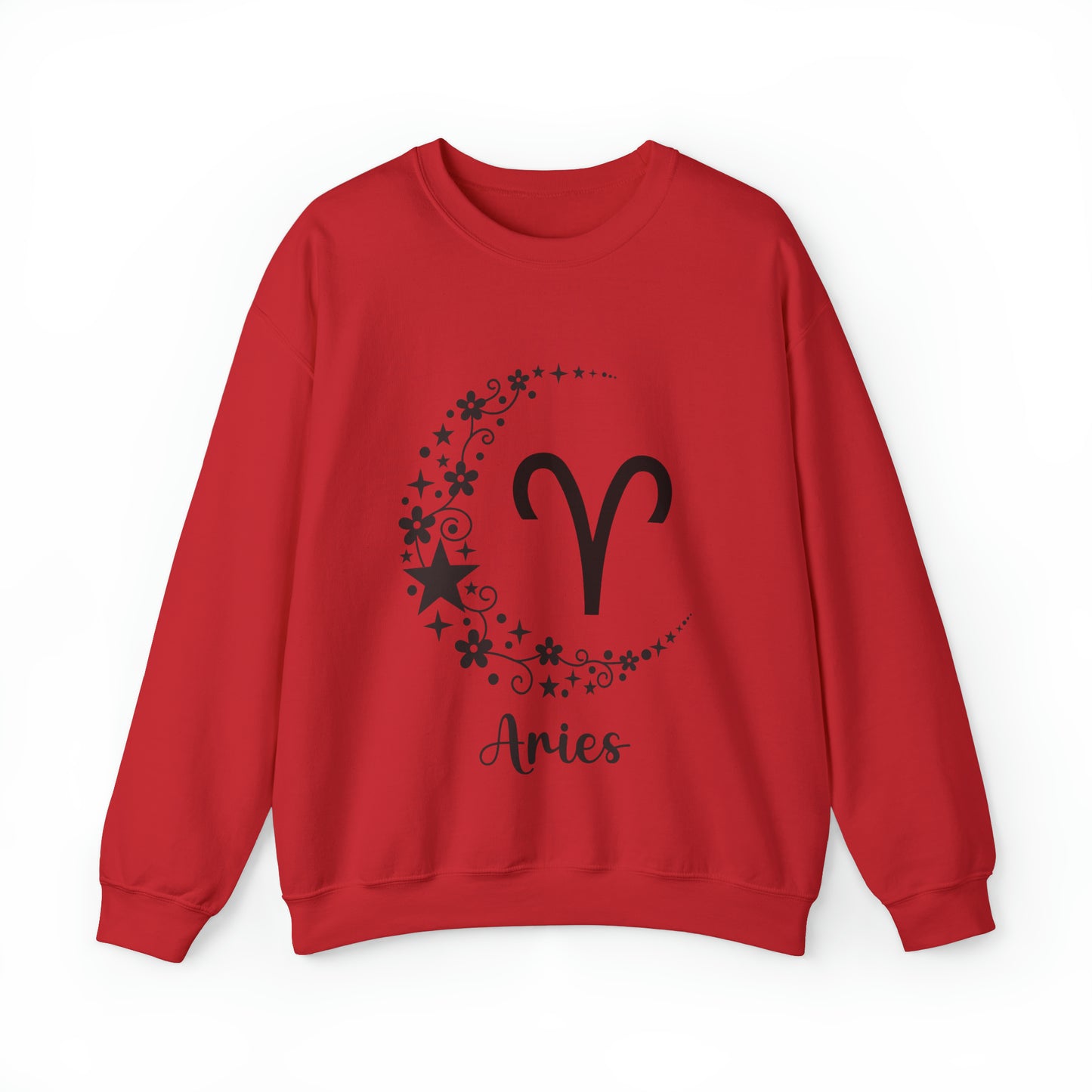 Aries Floral Moon Zodiac Unisex Heavy Blend™ Crewneck Sweatshirt