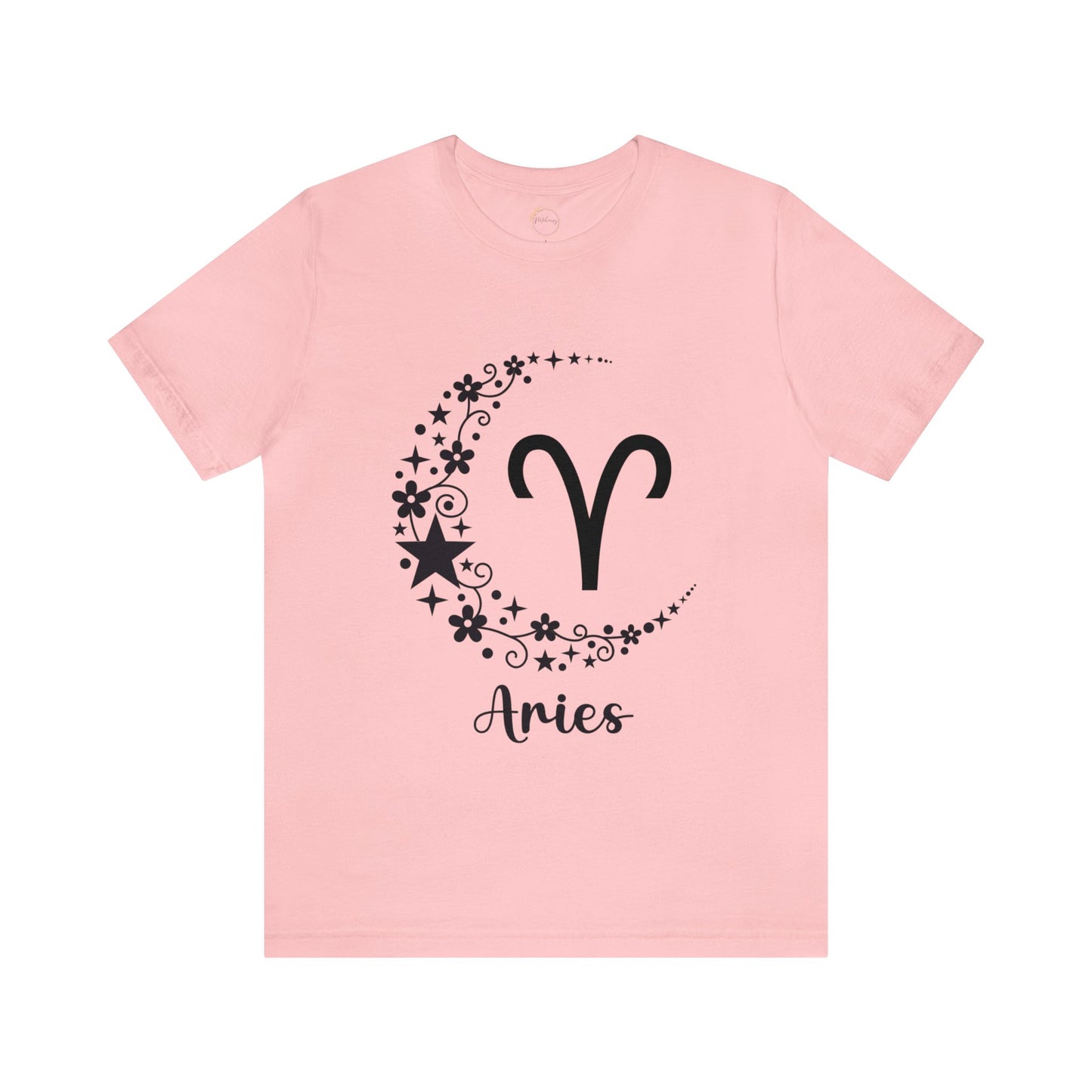 Aries Floral Moon Zodiac Unisex Jersey Short Sleeve Tee