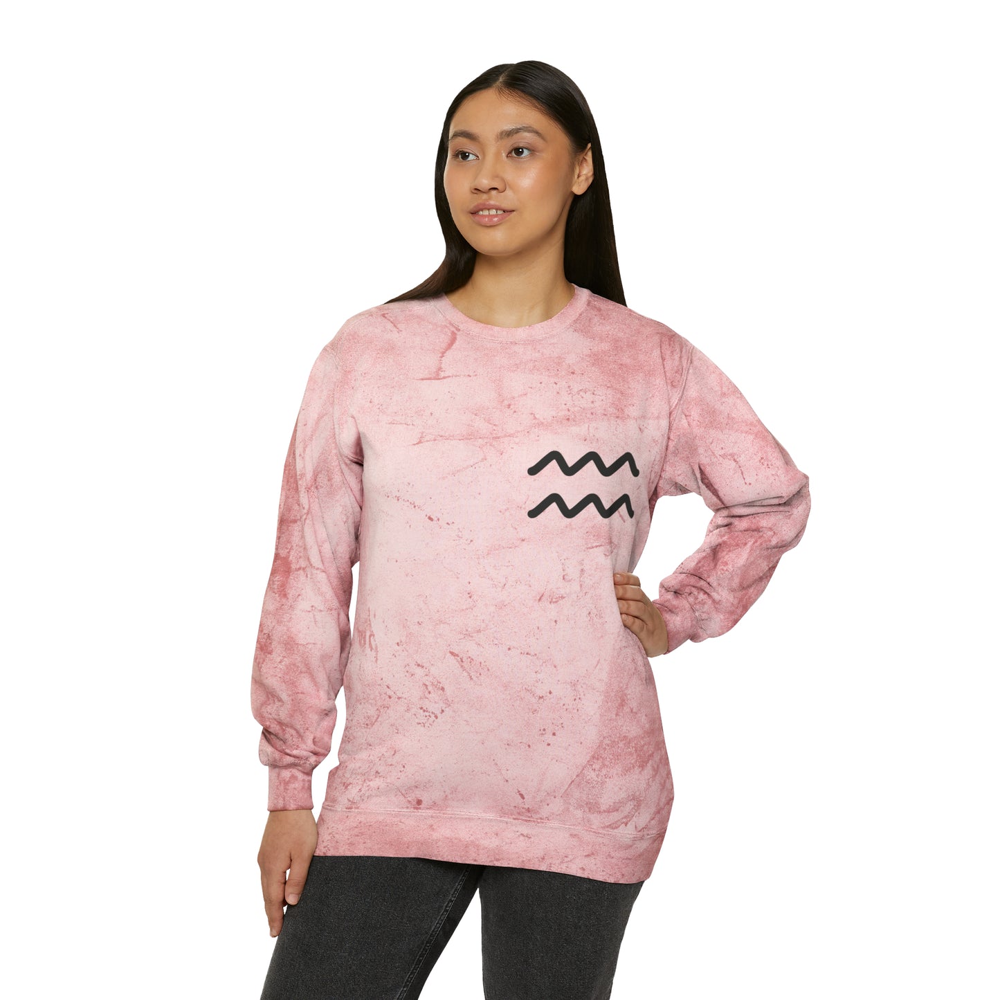 Aquarius Zodiac Unisex Color Blast Crewneck Sweatshirt