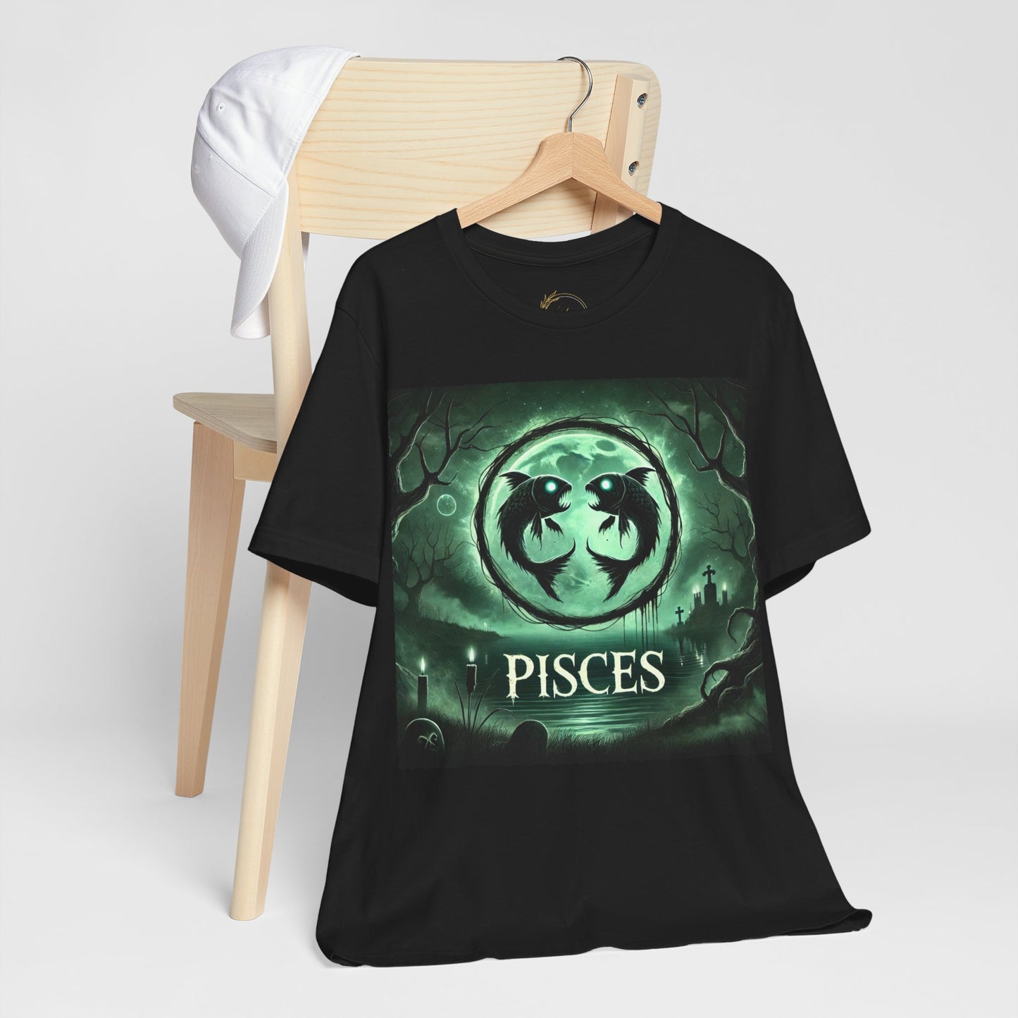 Spooky Pisces Zodiac Shirt Fish and Murky Water Dark Astrology Tee for Astrology Lovers Anytime or Halloween Style Distress