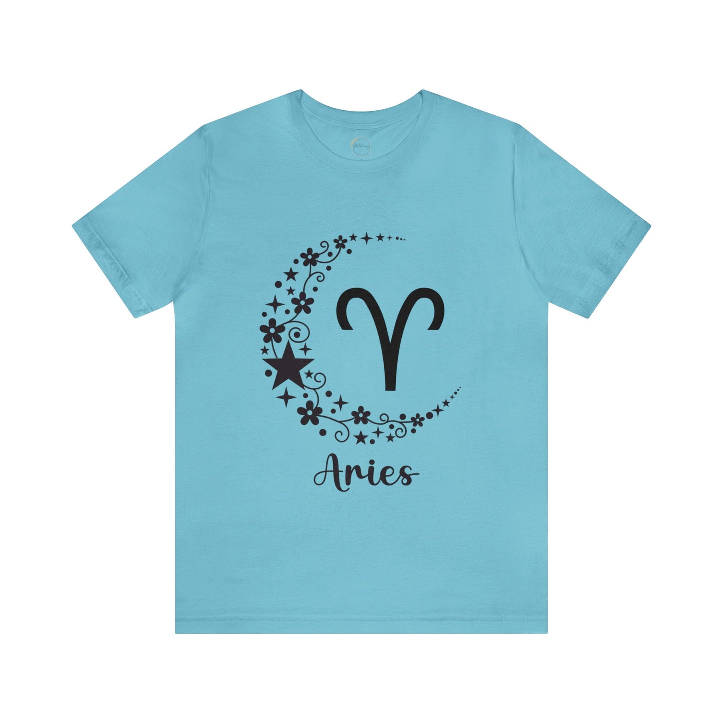 Aries Floral Moon Zodiac Unisex Jersey Short Sleeve Tee