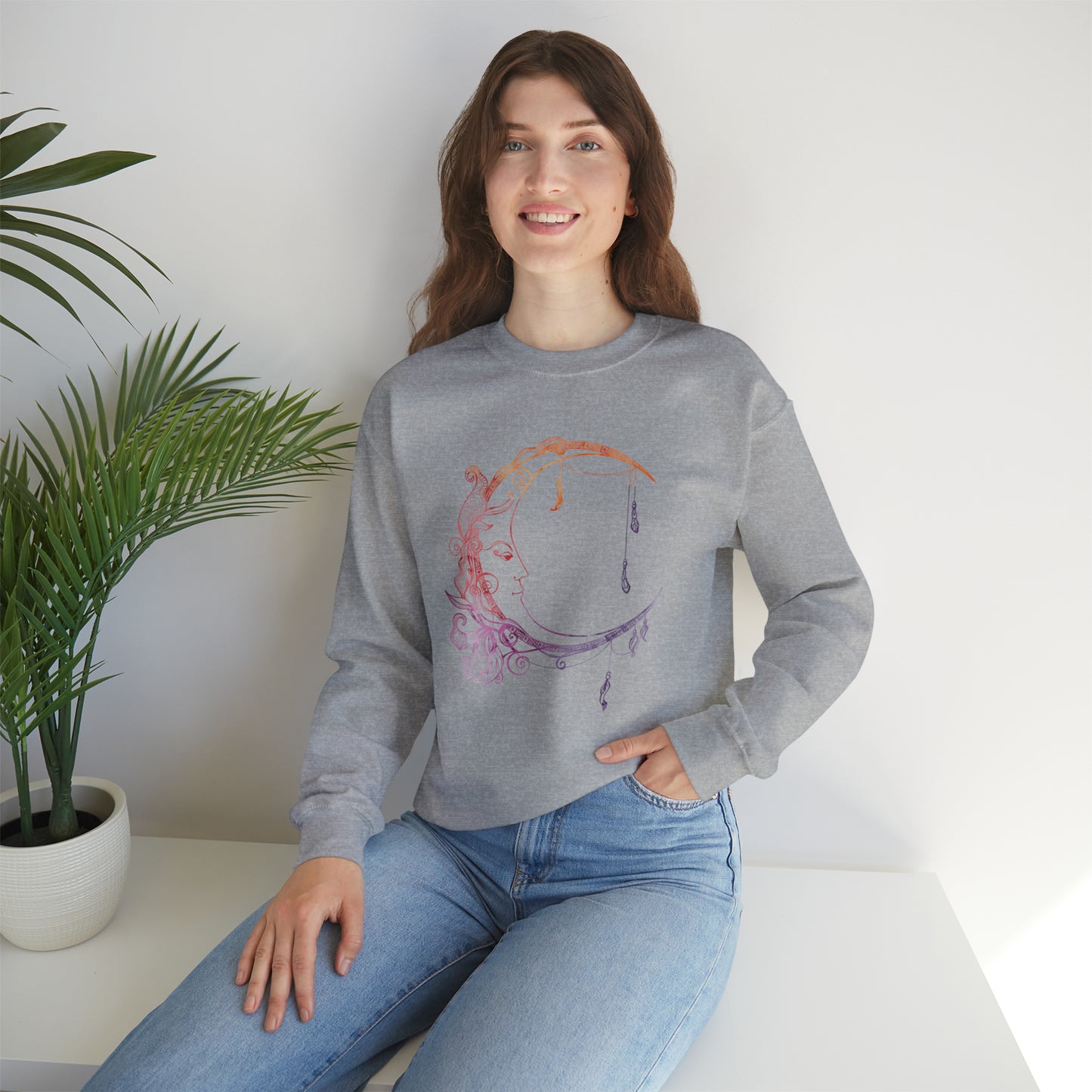 Boho Moon Unisex Crewneck Sweatshirt