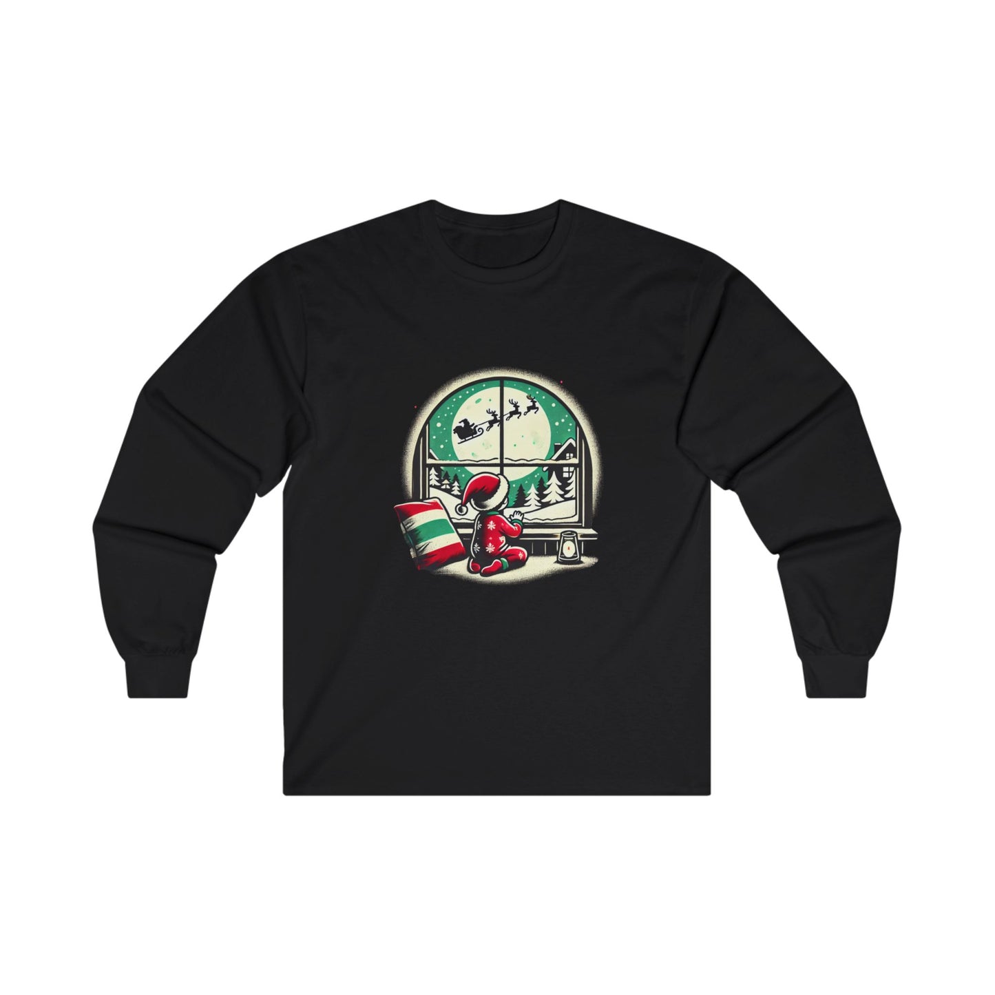 Magical Christmas T-Shirt Child Waiting for Santa Cozy Pajamas Snowy Scene Dreaming of Holiday Magic Fantasy Shirt