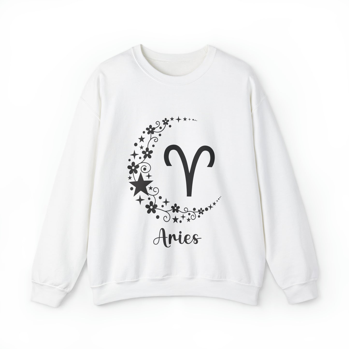 Aries Floral Moon Zodiac Unisex Heavy Blend™ Crewneck Sweatshirt