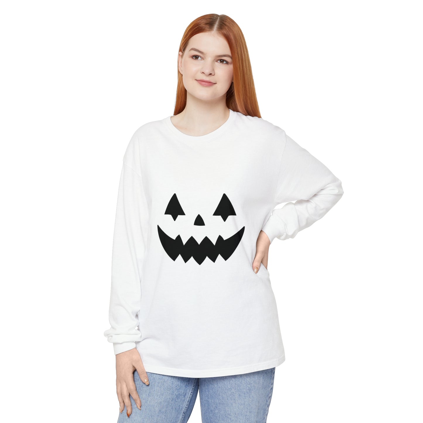 Pumpkin Face Simple Unisex Long Sleeve T-Shirt