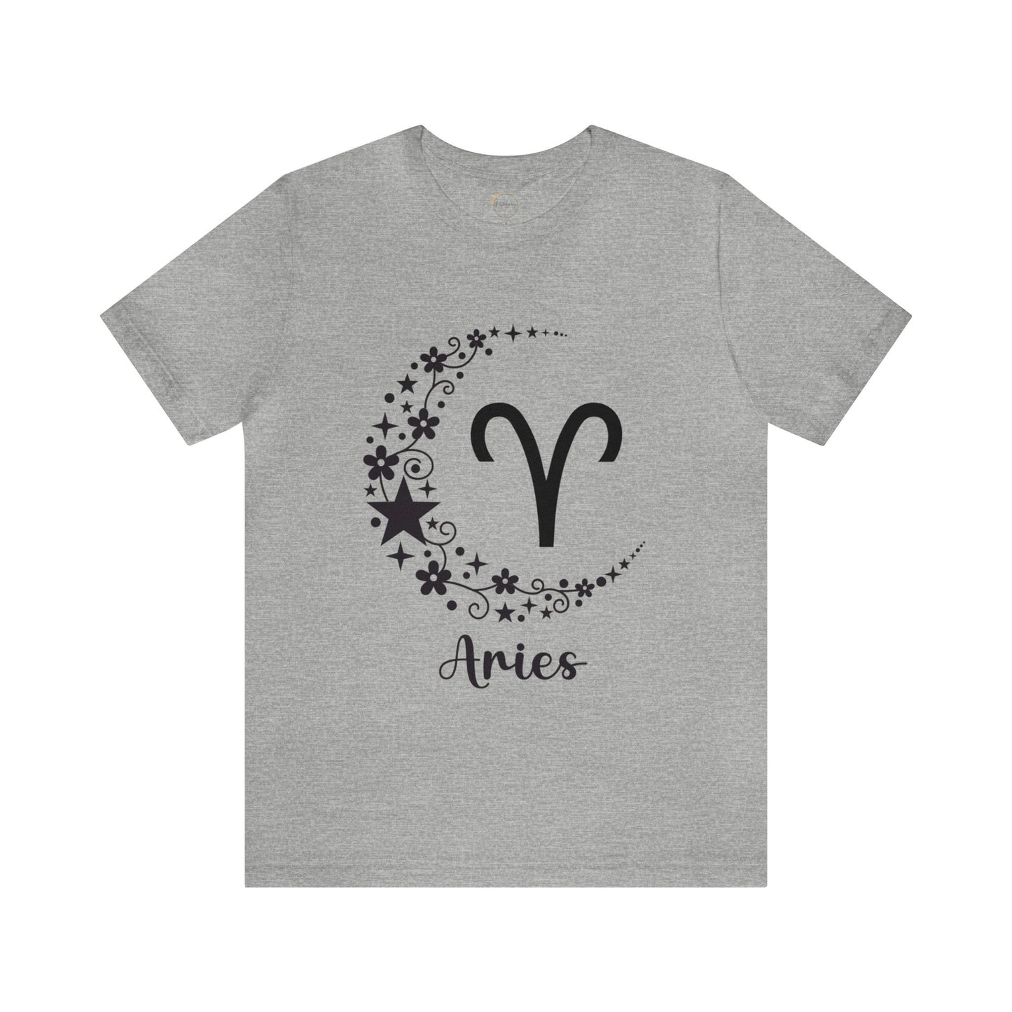 Aries Floral Moon Zodiac Unisex Jersey Short Sleeve Tee