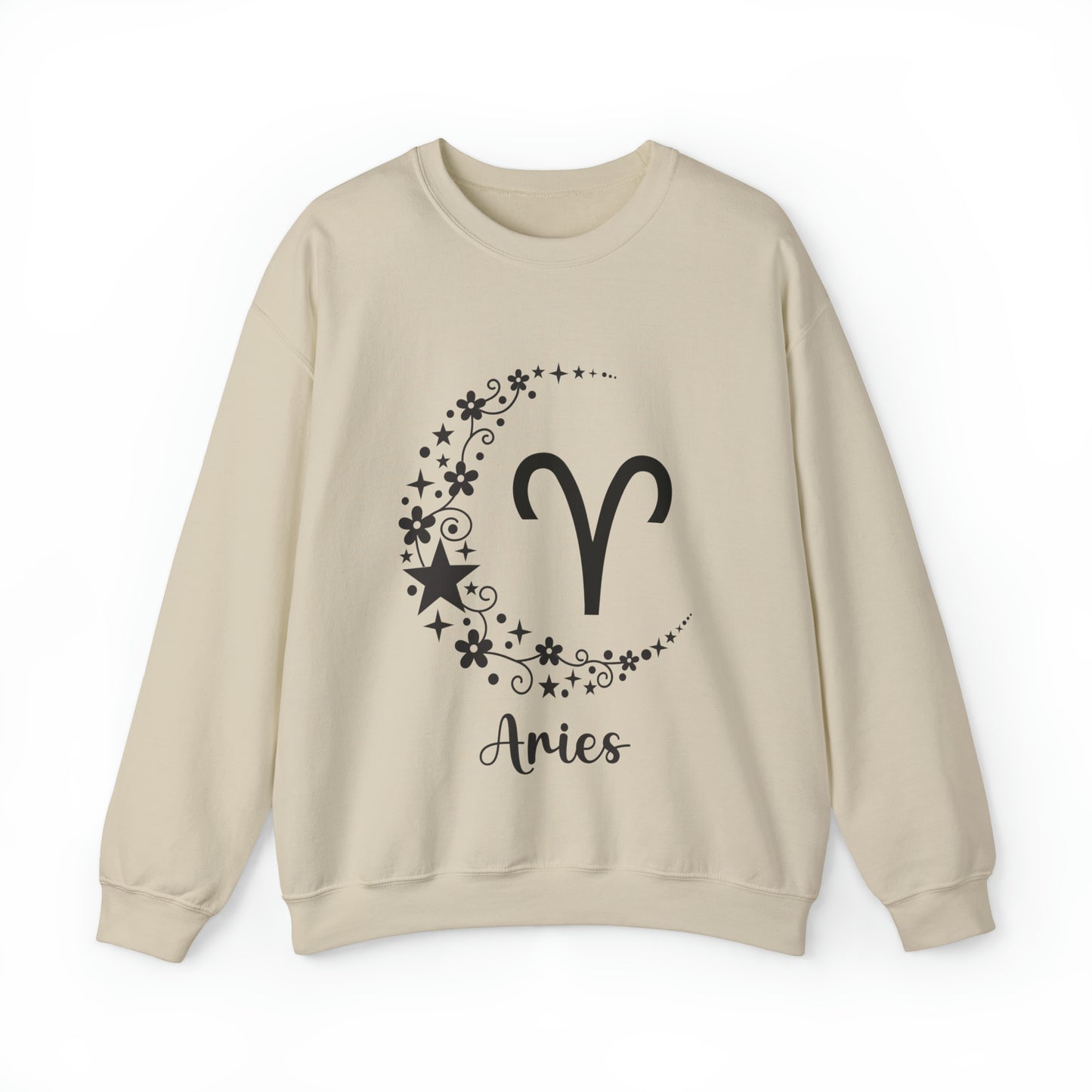 Aries Floral Moon Zodiac Unisex Heavy Blend™ Crewneck Sweatshirt